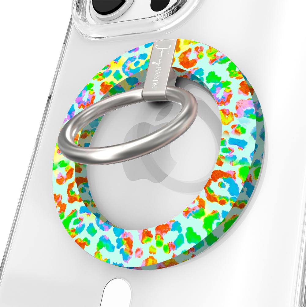Rainbow Roar Leopard Hold It Fancy MagSafe Grip Ring