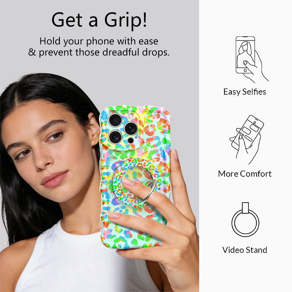 Rainbow Roar Leopard Hold It Fancy MagSafe Grip Ring