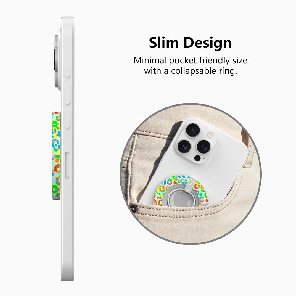 Rainbow Roar Leopard Hold It Fancy MagSafe Grip Ring