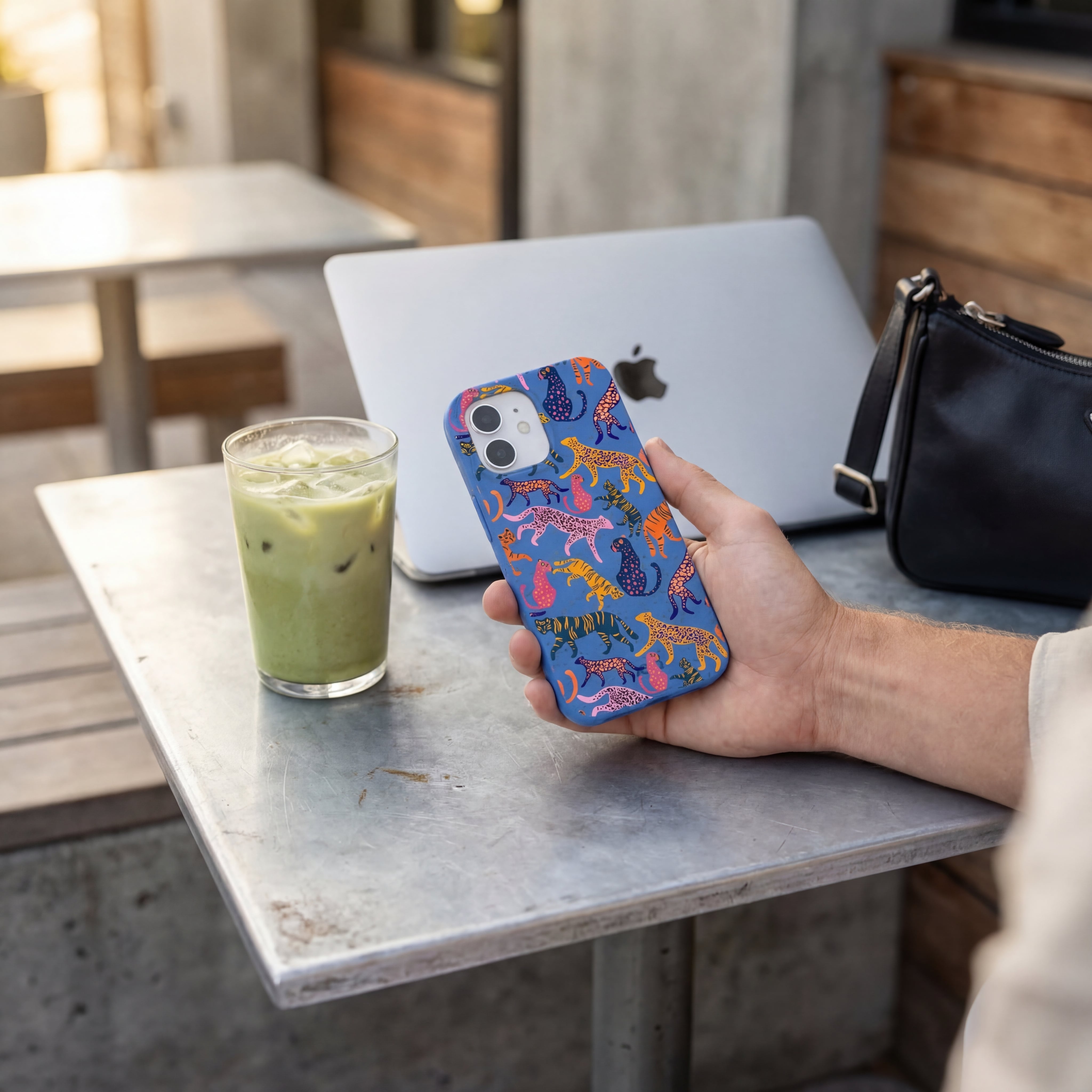 Electric Blue Jungle Cat iPhone 16 Pro Case - Image 2