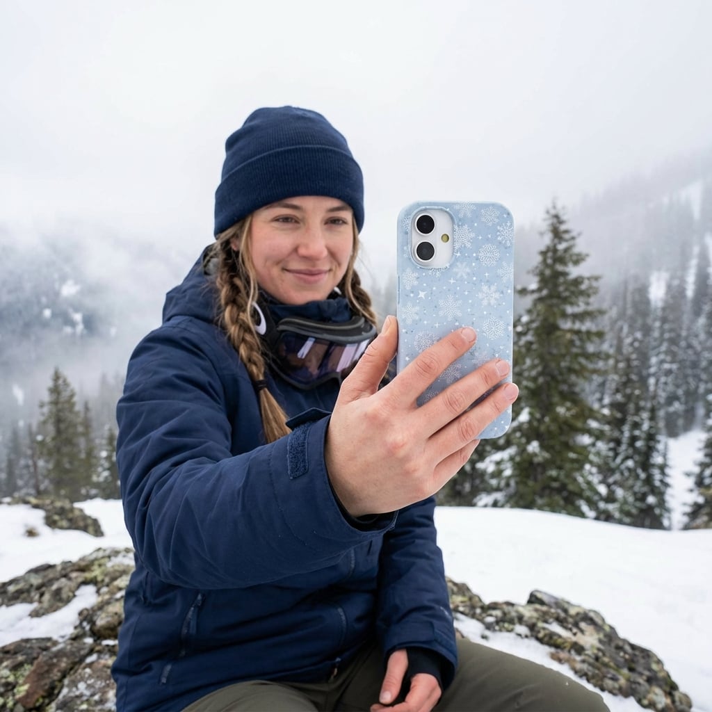 Powder Blue Let it Snow iPhone 16 Pro Case - Image 2