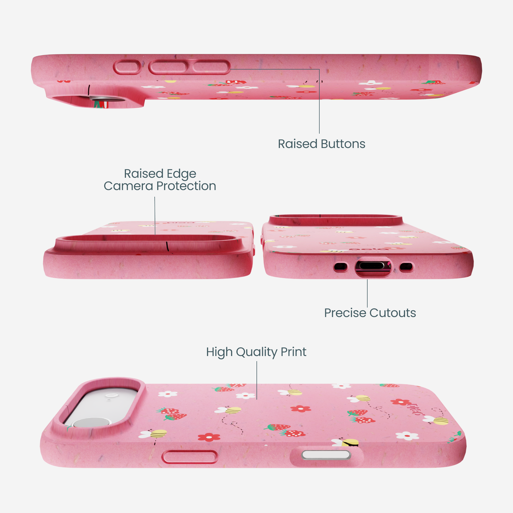 Bubblegum Pink Bees n Berries iPhone Air Case - Image 3