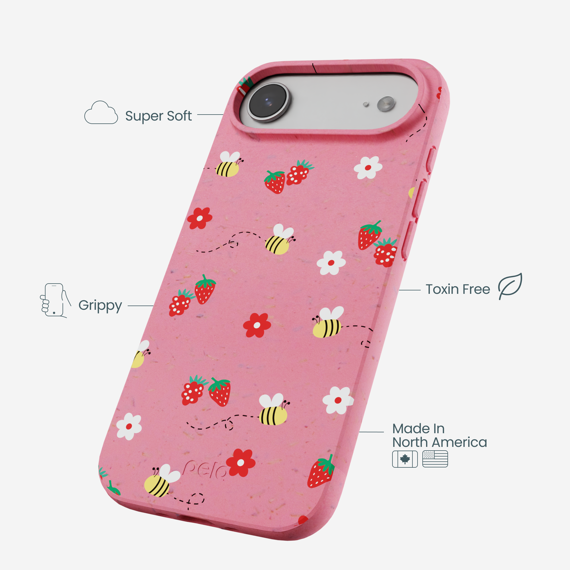 Bubblegum Pink Bees n Berries iPhone Air Case - Image 4