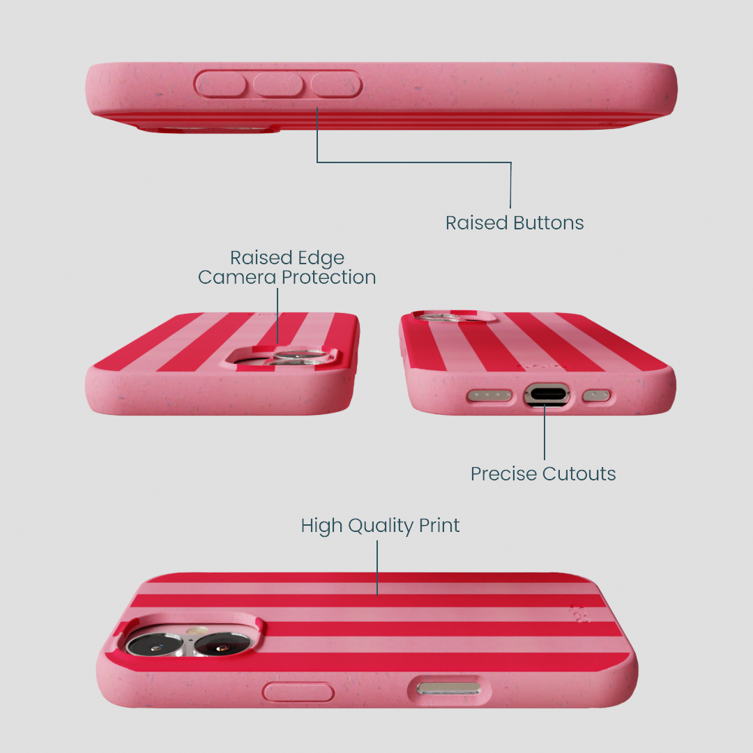 Bubblegum Pink Big Pink Stripes iPhone 16 Case - Image 3