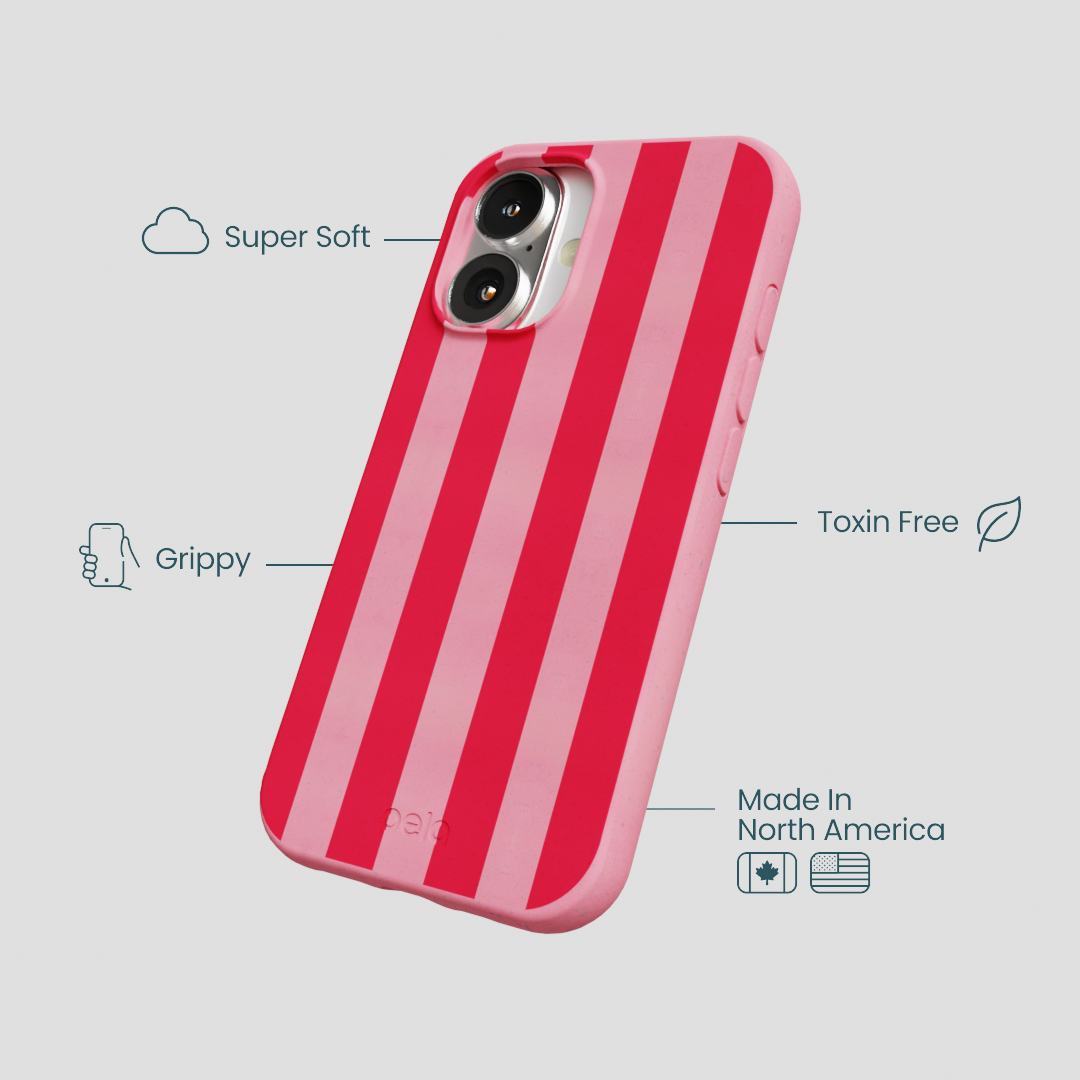 Bubblegum Pink Big Pink Stripes iPhone 16 Case - Image 4