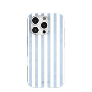 Powder Blue Cloud Stripes iPhone 16 Pro Case
