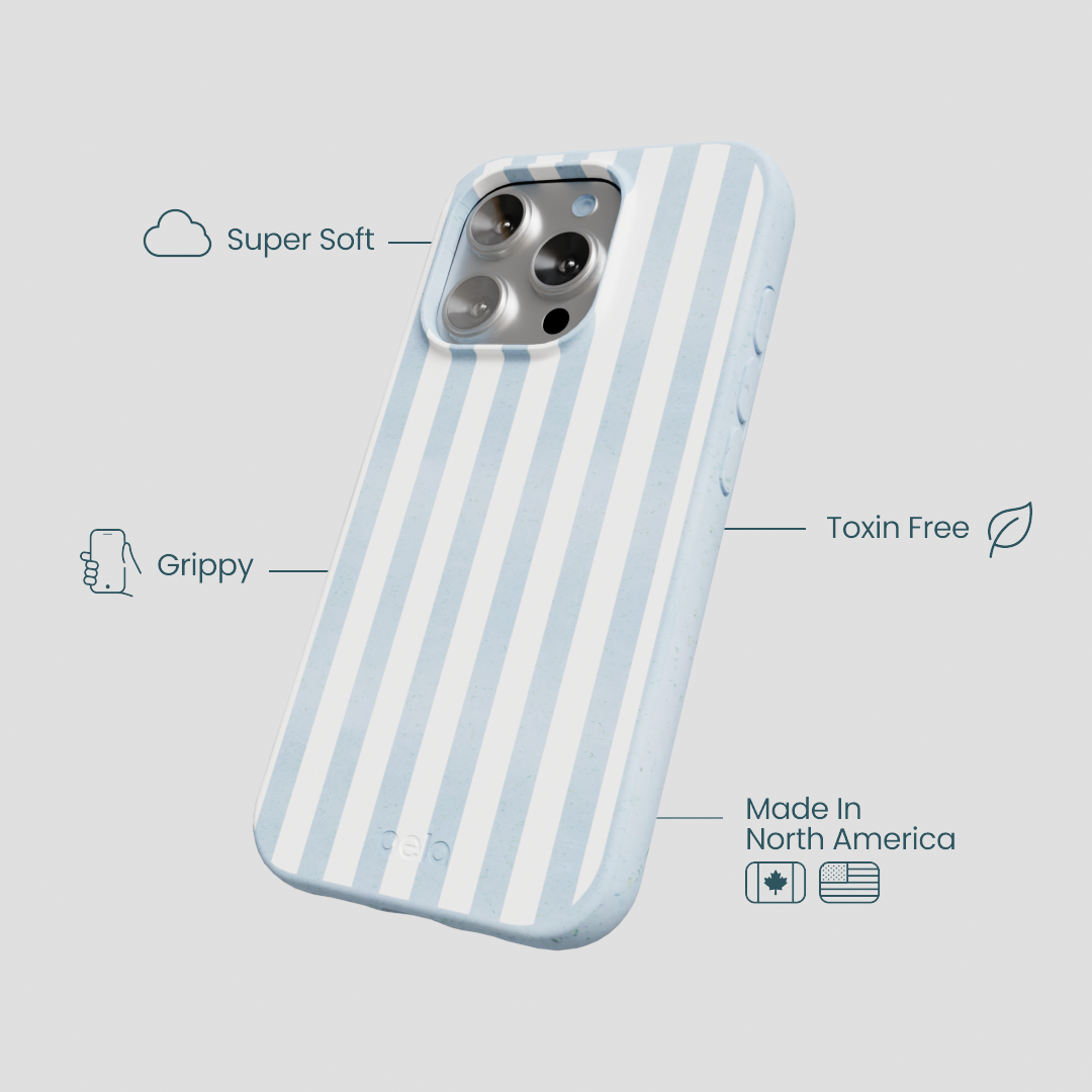 Powder Blue Cloud Stripes iPhone 16 Pro Case - Image 4