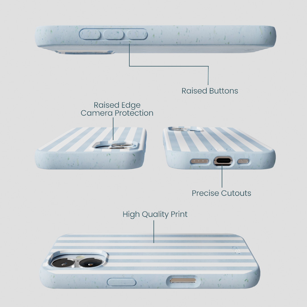 Powder Blue Cloud Stripes iPhone 16 Case - Image 3