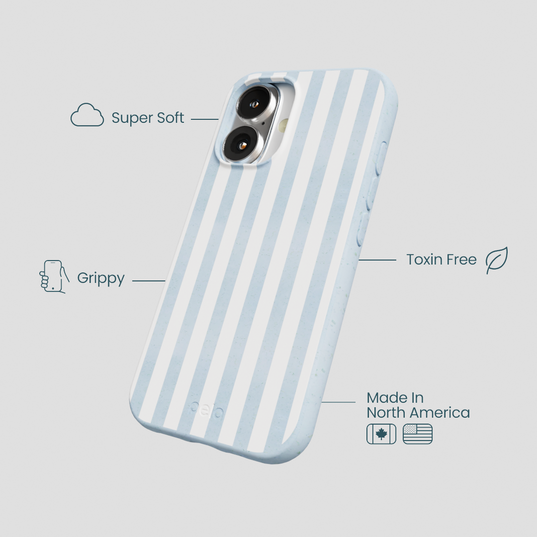 Powder Blue Cloud Stripes iPhone 16 Case - Image 4