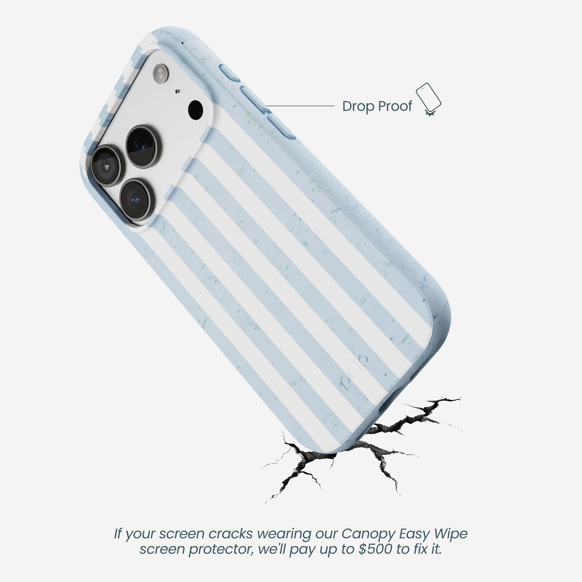 Powder Blue Cloud Stripes iPhone 17 Pro Case - Image 5