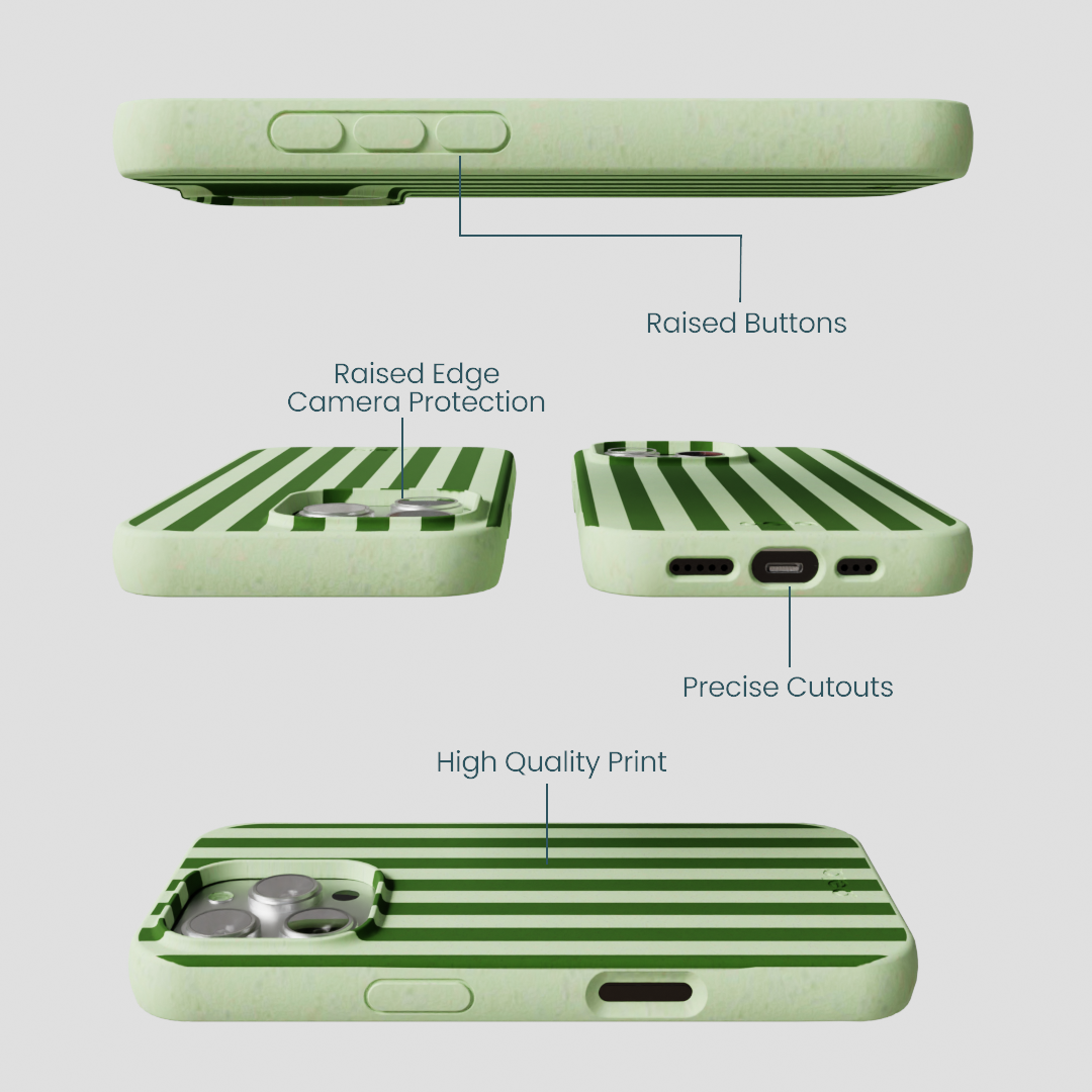 Sage Green Clover Stripes iPhone 16 Pro Case - Image 3