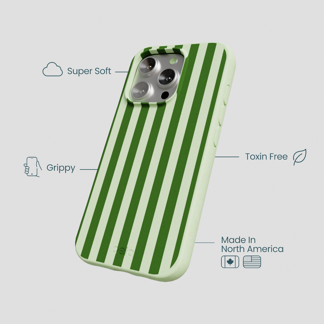 Sage Green Clover Stripes iPhone 16 Pro Case - Image 4