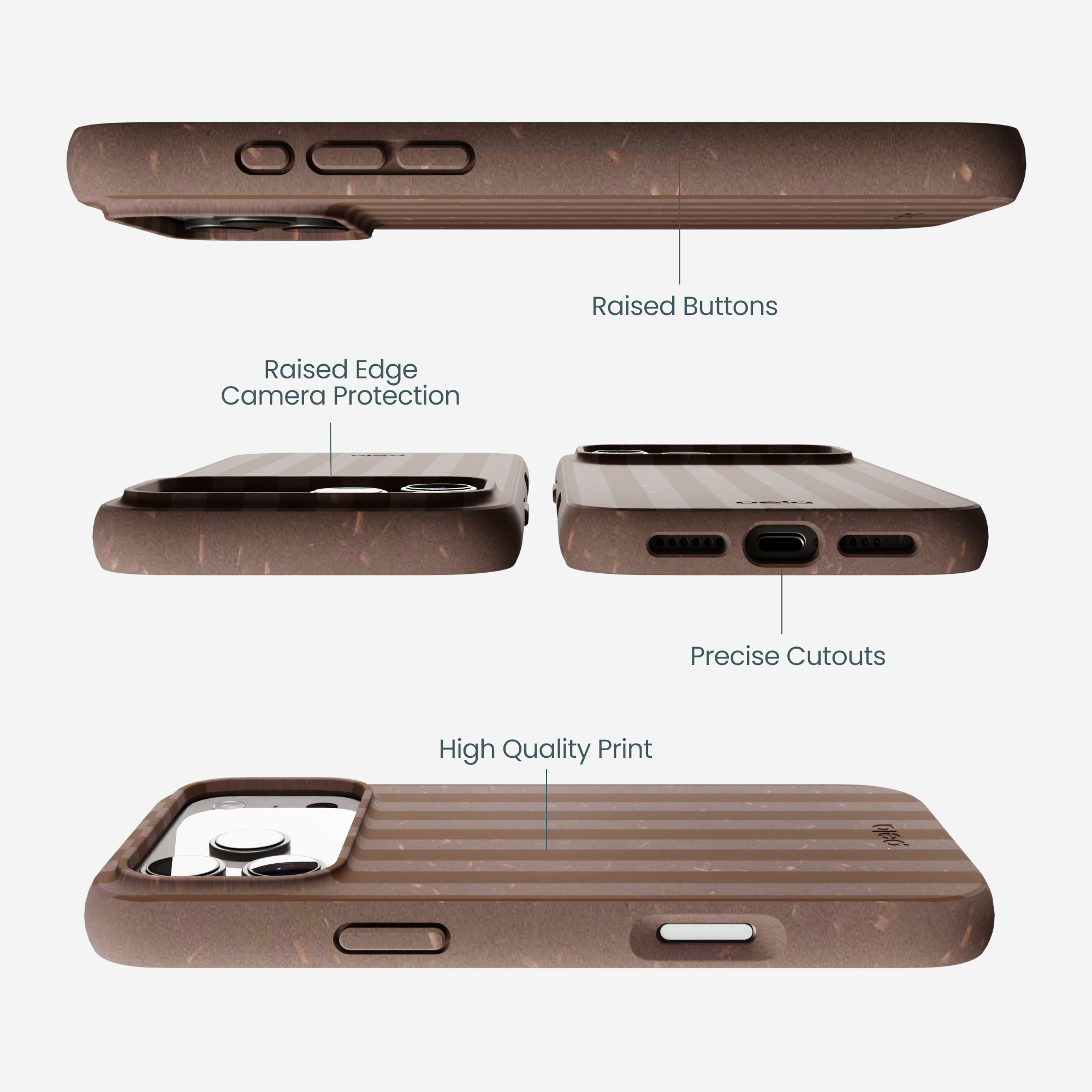 Chocolate Brown Cocoa Stripes iPhone 17 Pro Max Case - Image 3