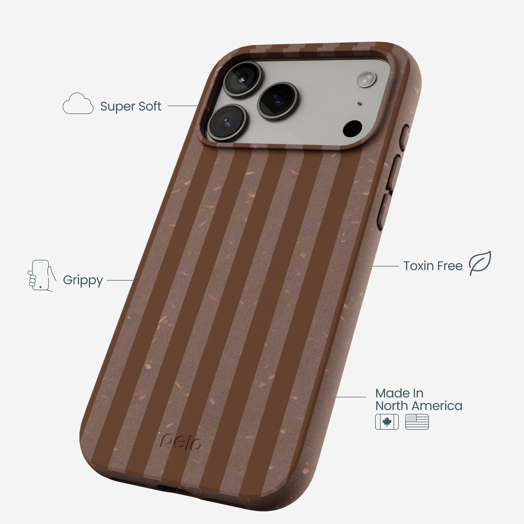 Chocolate Brown Cocoa Stripes iPhone 17 Pro Max Case - Image 4