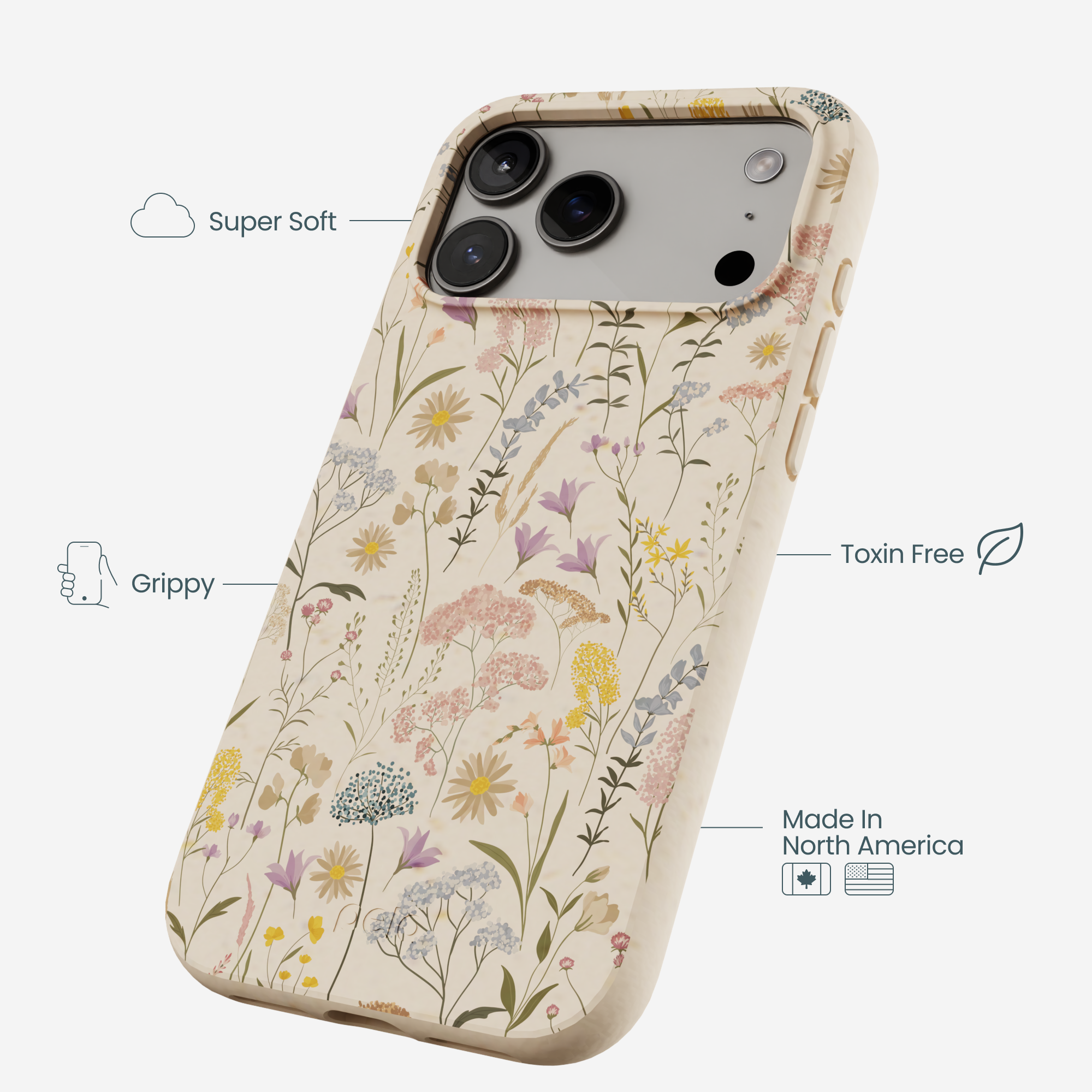 Seashell Dusty Petals iPhone 17 Pro Max Case - Image 4