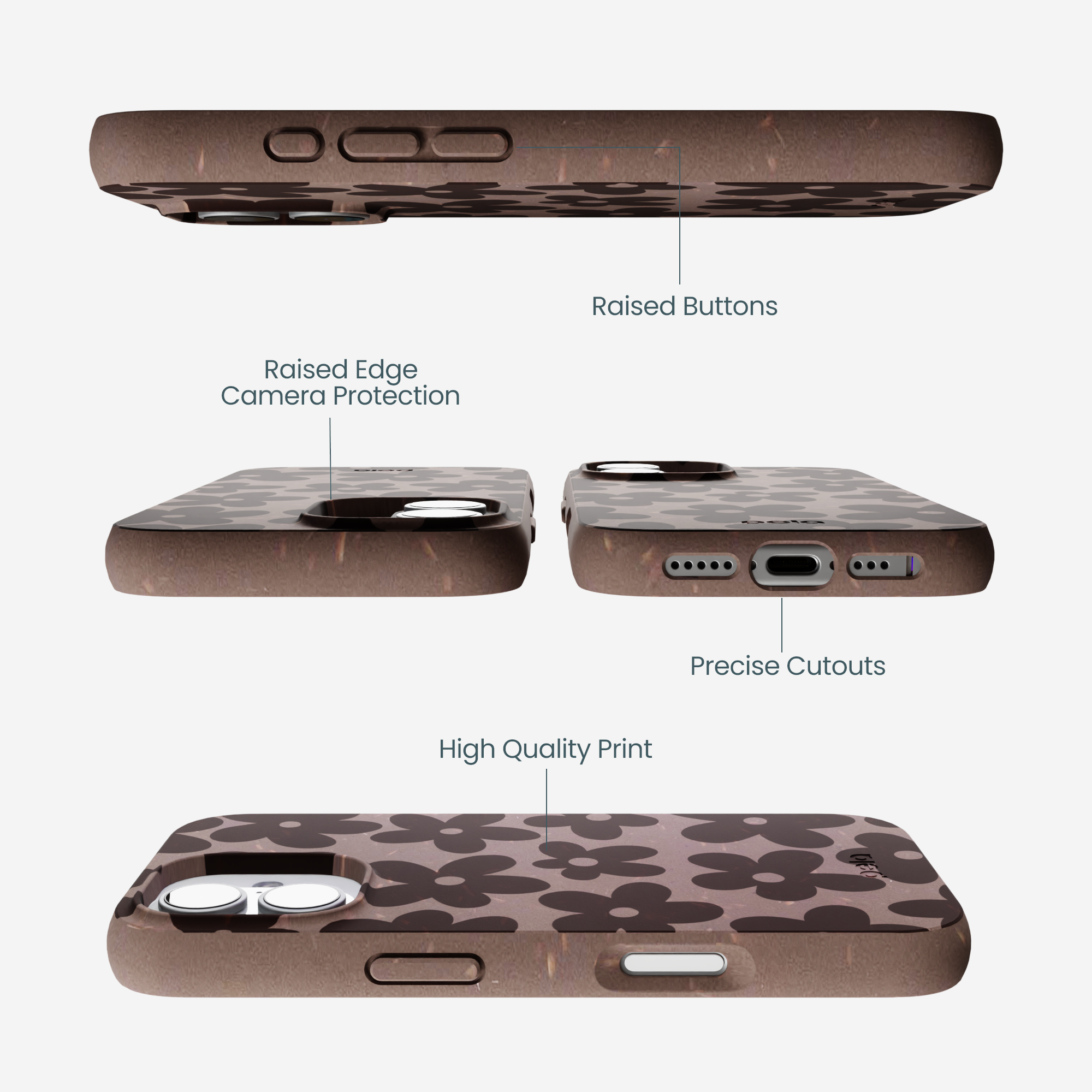 Chocolate Brown Earthy Blooms iPhone 17 Case - Image 3