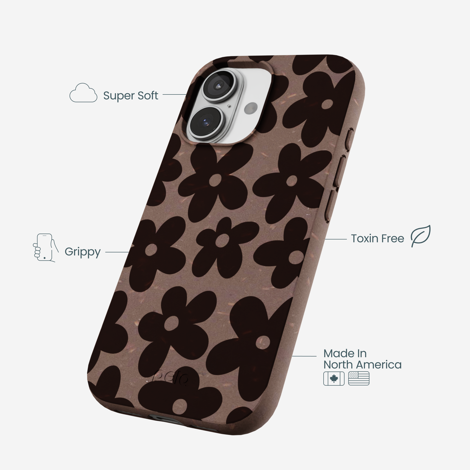 Chocolate Brown Earthy Blooms iPhone 17 Case - Image 4