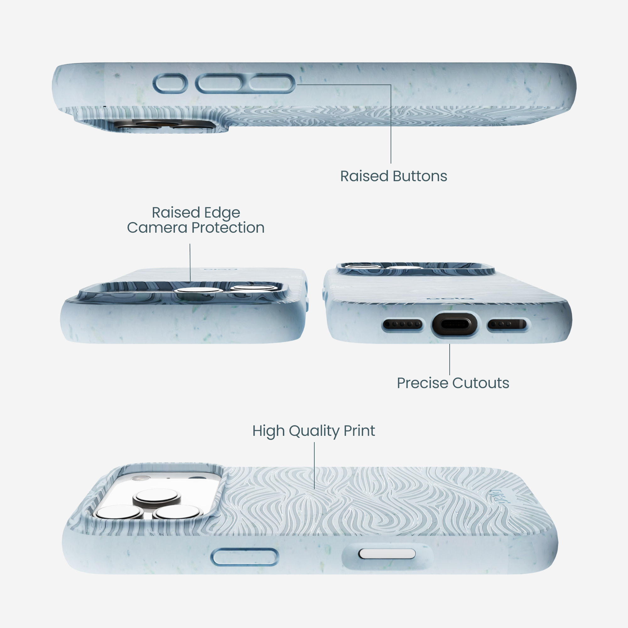 Powder Blue Ebb and Flow iPhone 17 Pro Case - Image 3