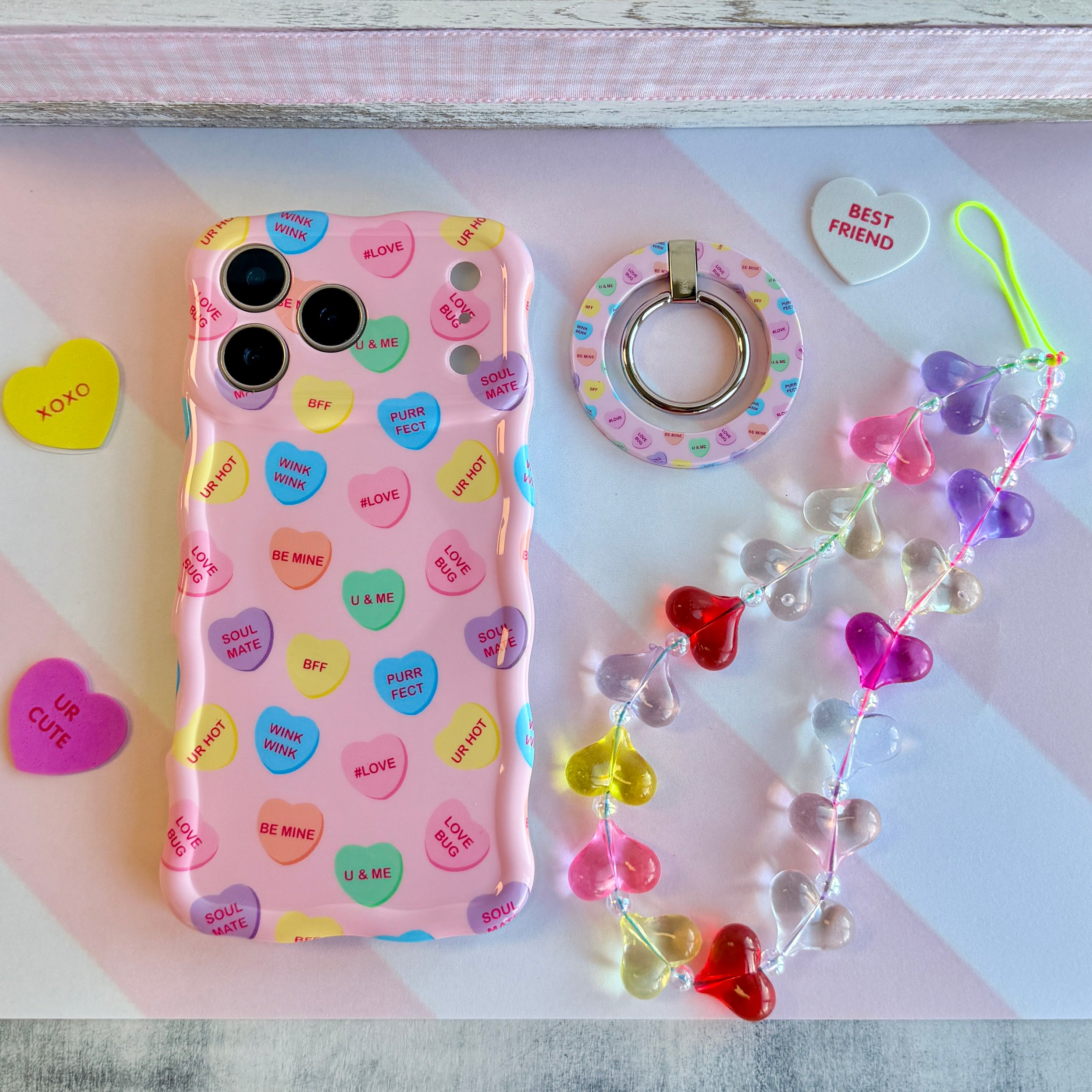 Candy Hearts Fancy Phone Charm