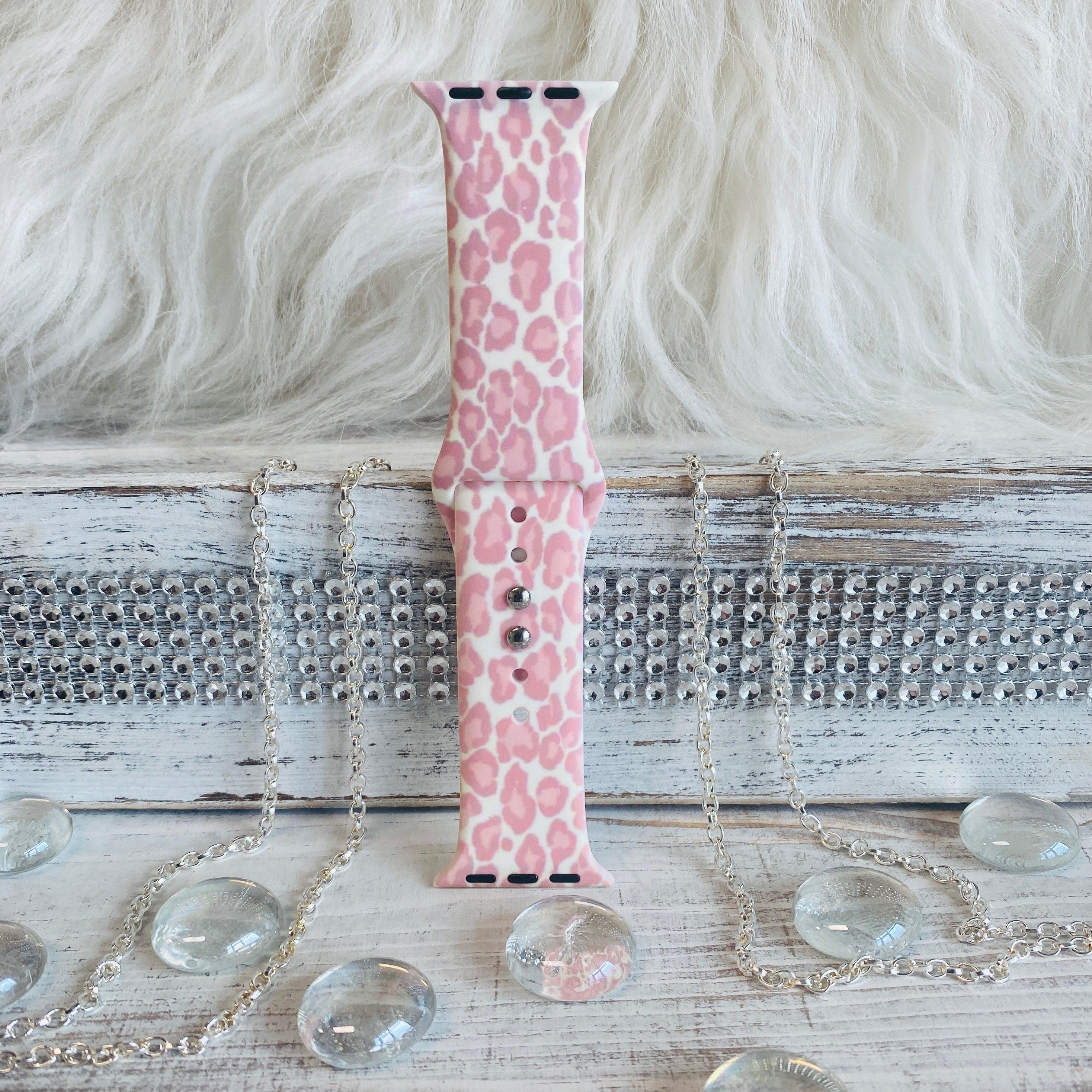 Blush Leopard Print Silicone Band For Apple Watch