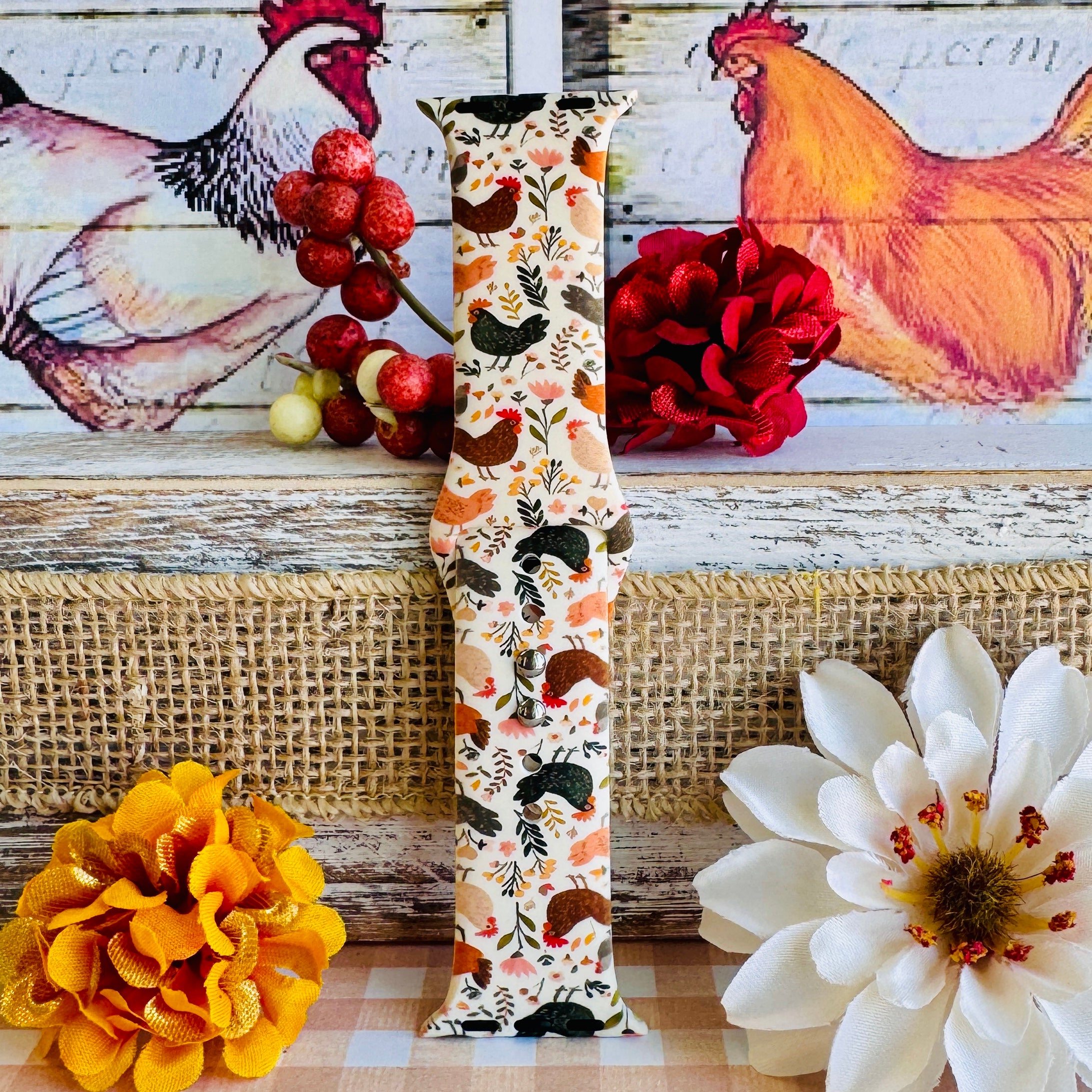 Cluckin' Cute Print Silicone Band For Apple Watch