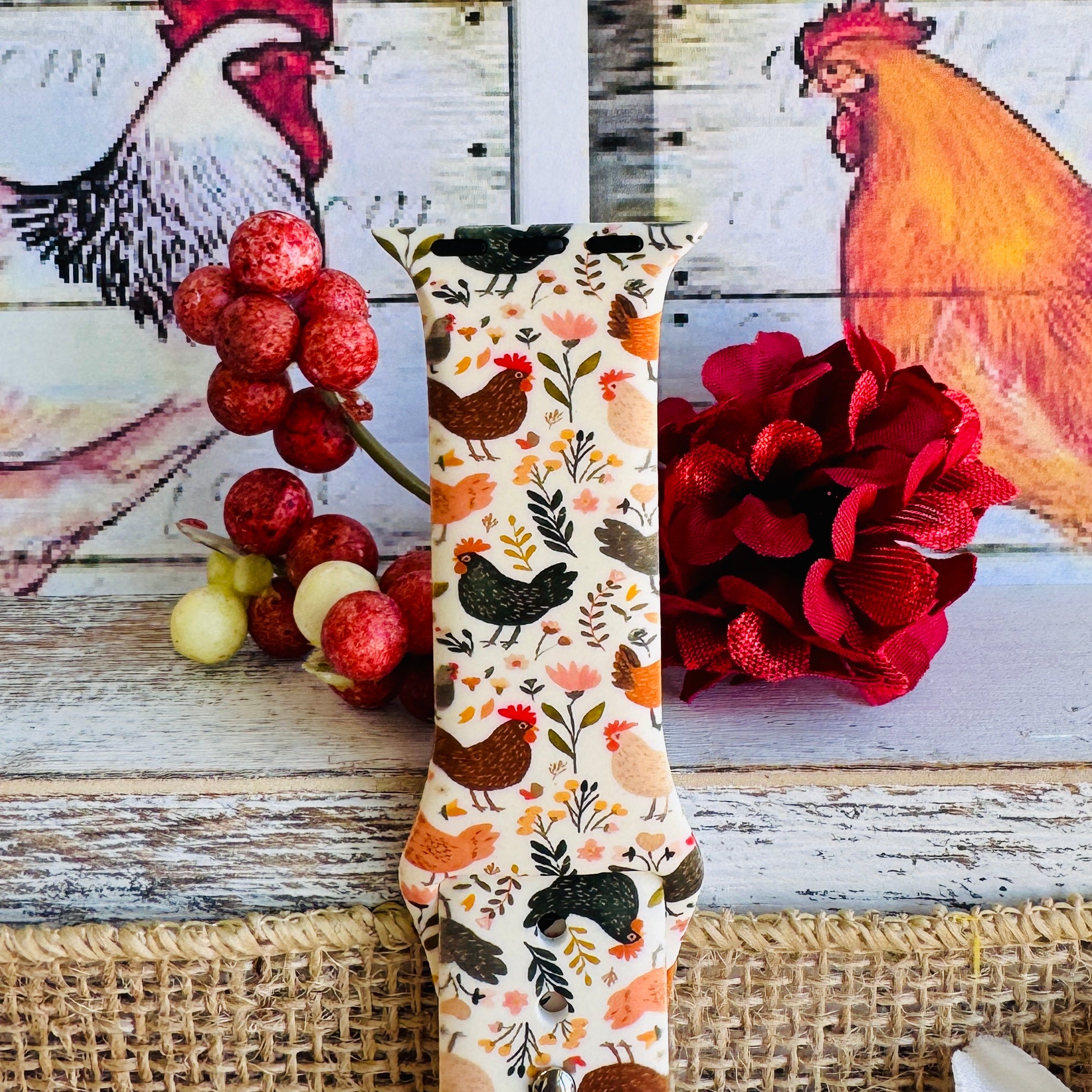 Cluckin' Cute Print Silicone Band For Apple Watch