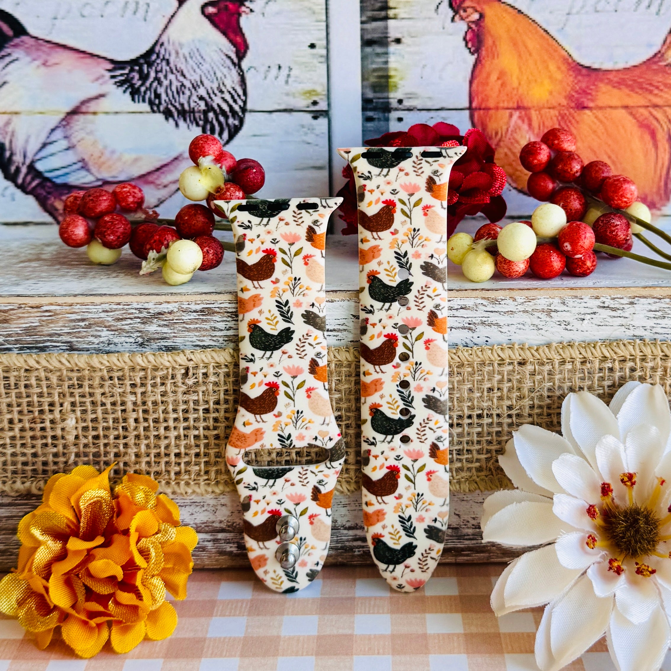 Cluckin' Cute Print Silicone Band For Apple Watch