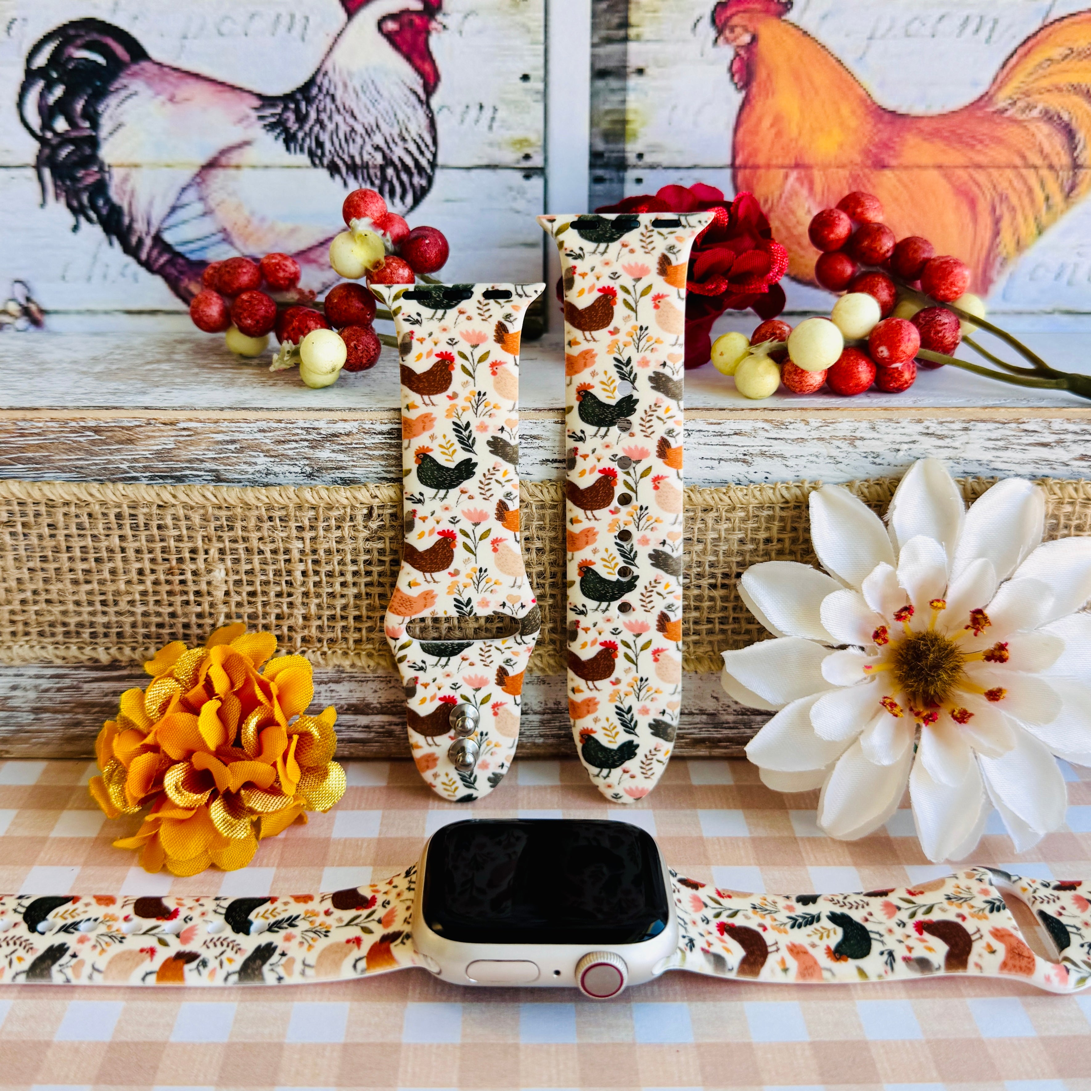 Cluckin' Cute Print Silicone Band For Apple Watch