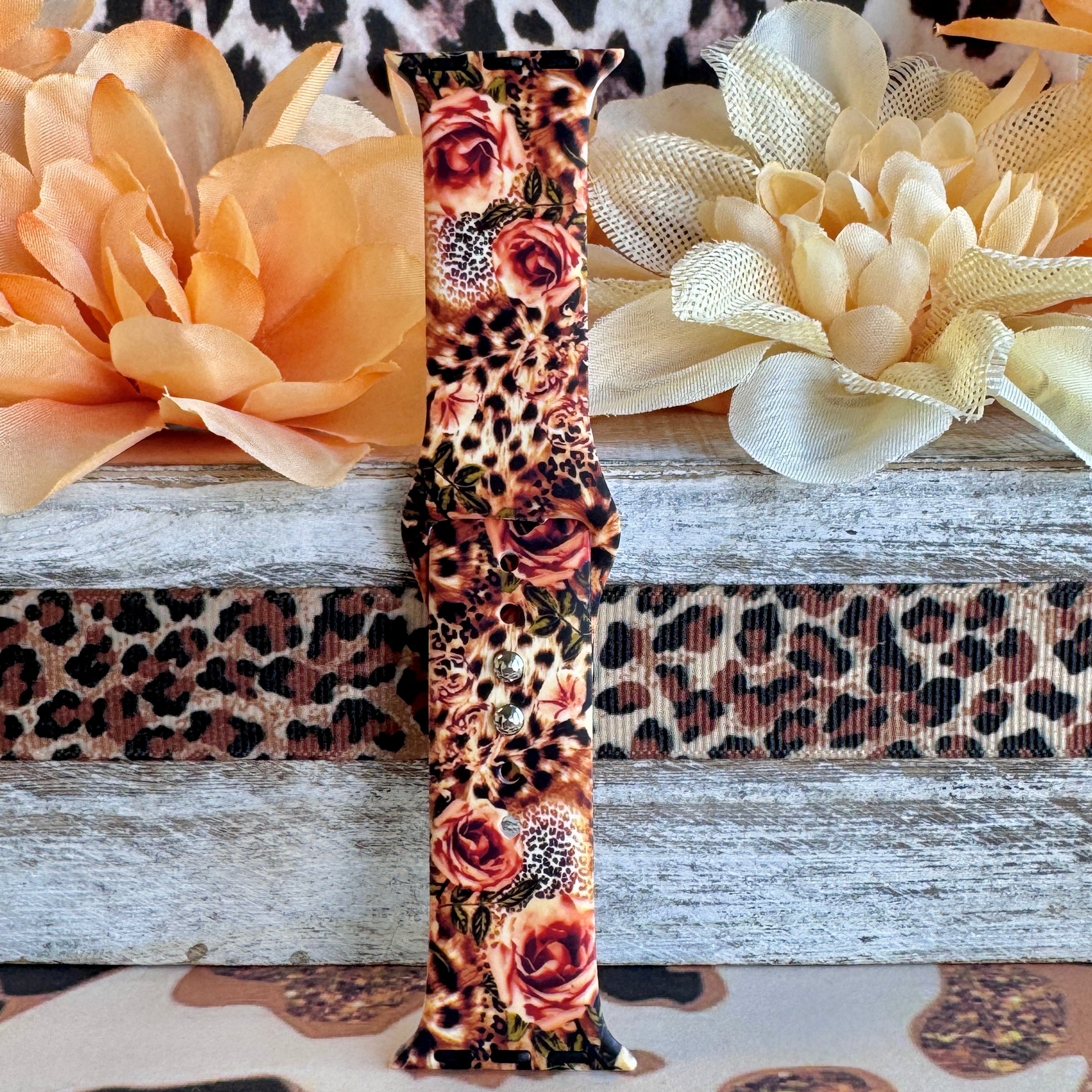 Savage Rose Print Silicone Band For Apple Watch