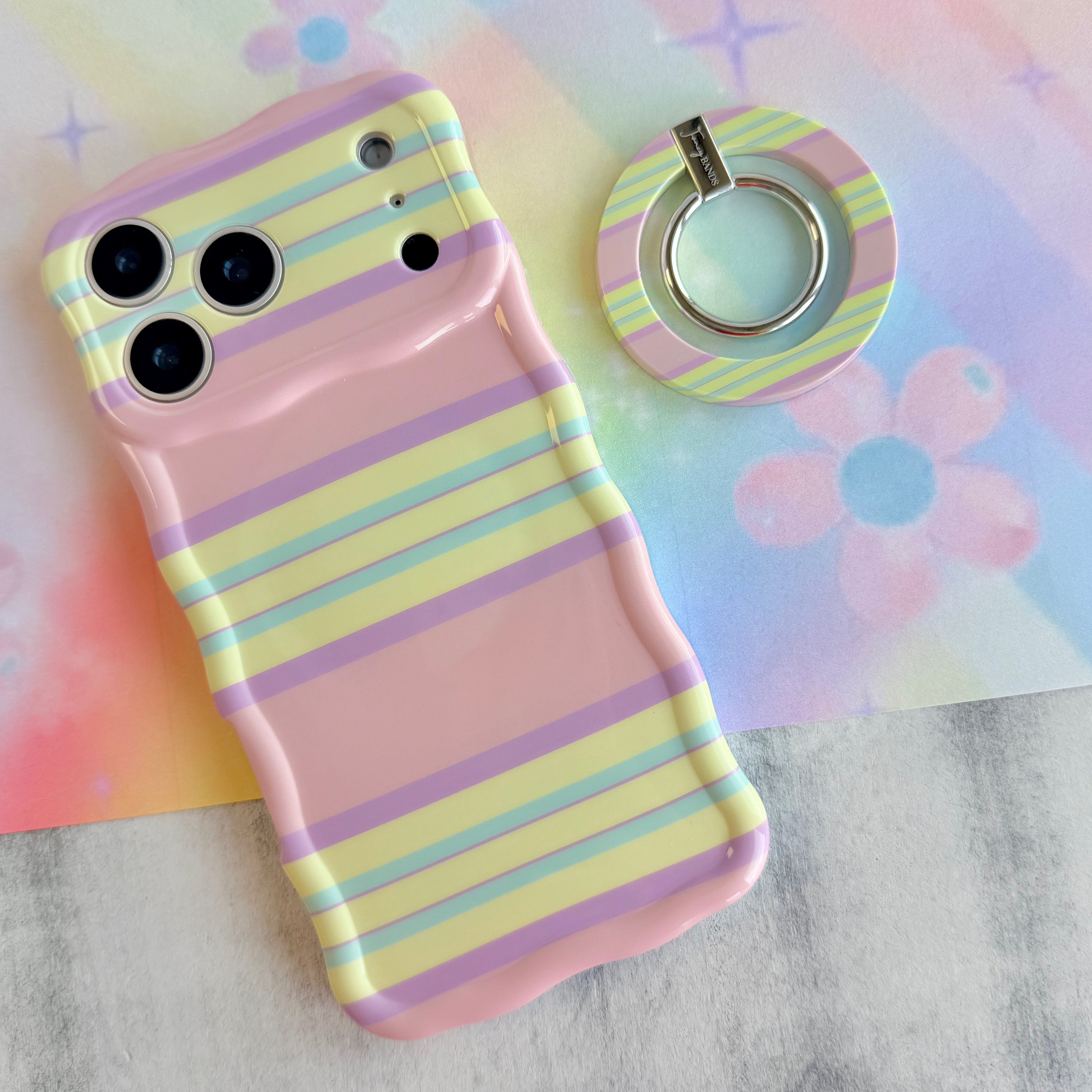 Bubble Gum Stripes Hold It Fancy MagSafe Grip Ring