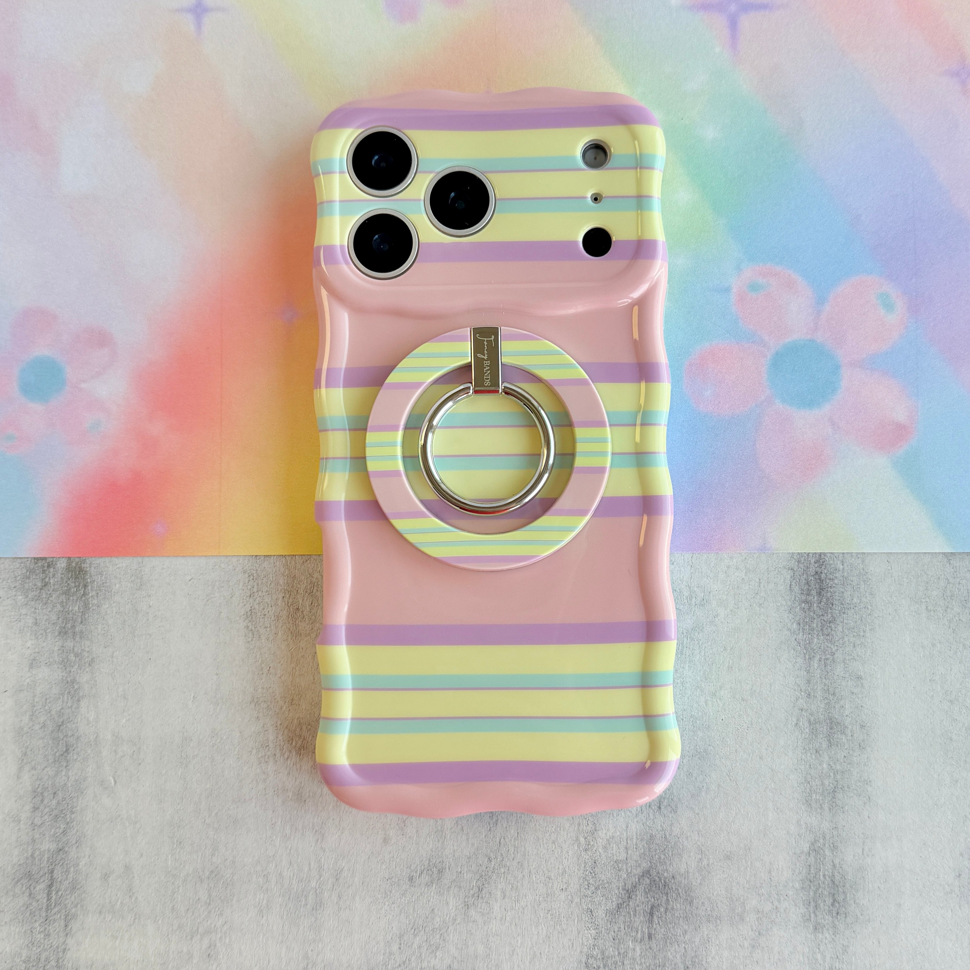 Bubble Gum Stripes Hold It Fancy MagSafe Grip Ring