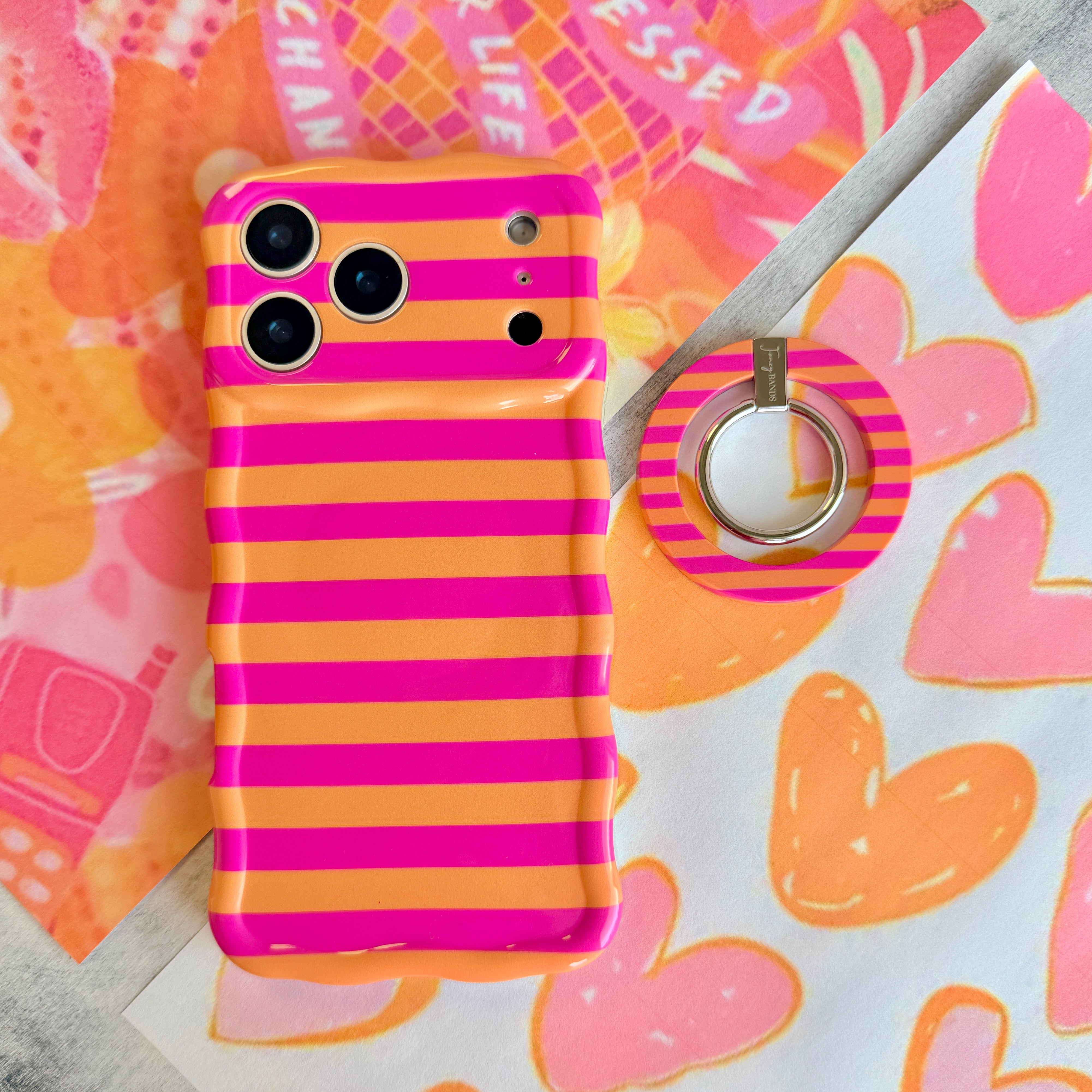 Candy Citrus Stripes Hold It Fancy MagSafe Grip Ring