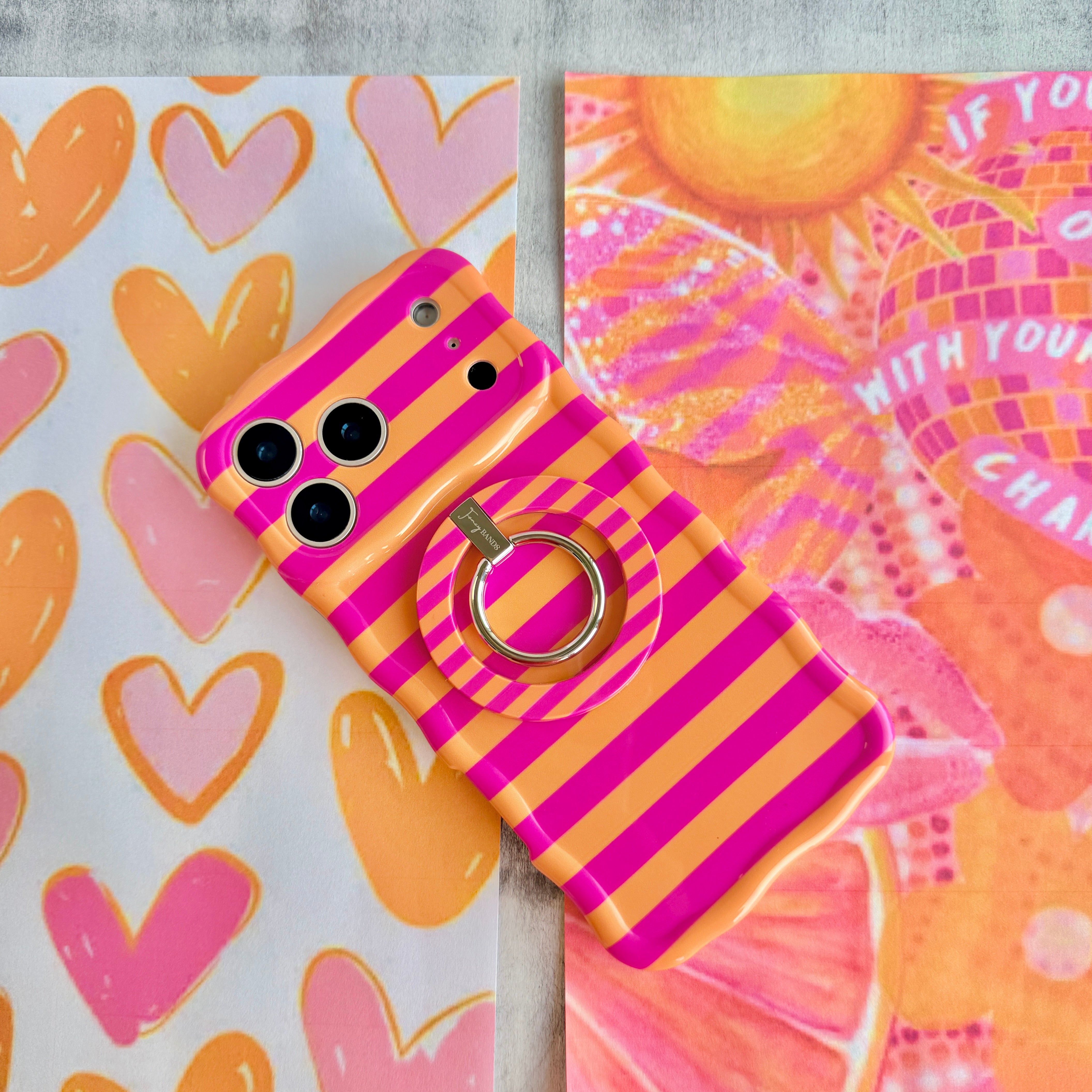 Candy Citrus Stripes Hold It Fancy MagSafe Grip Ring