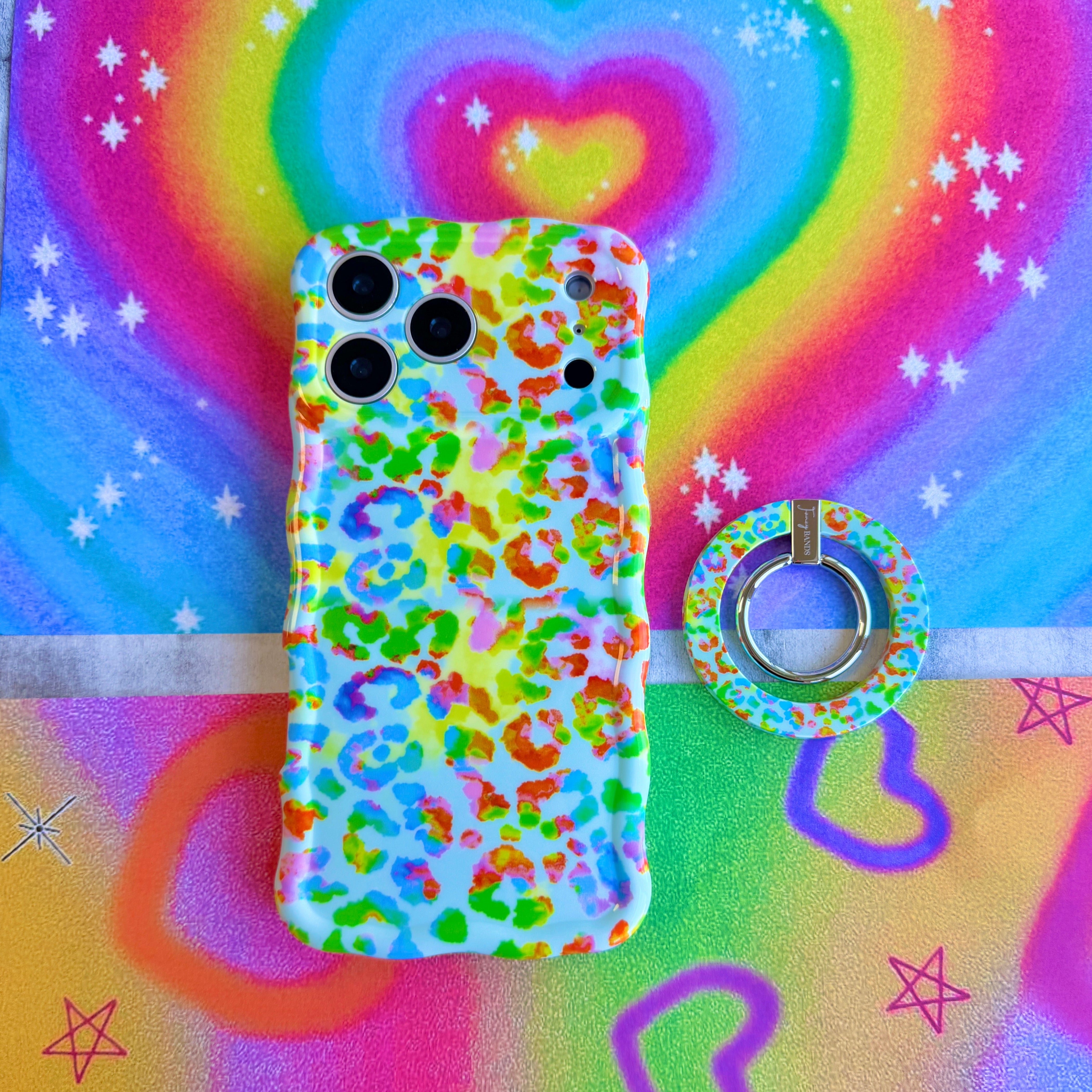 Rainbow Roar Leopard Hold It Fancy MagSafe Grip Ring