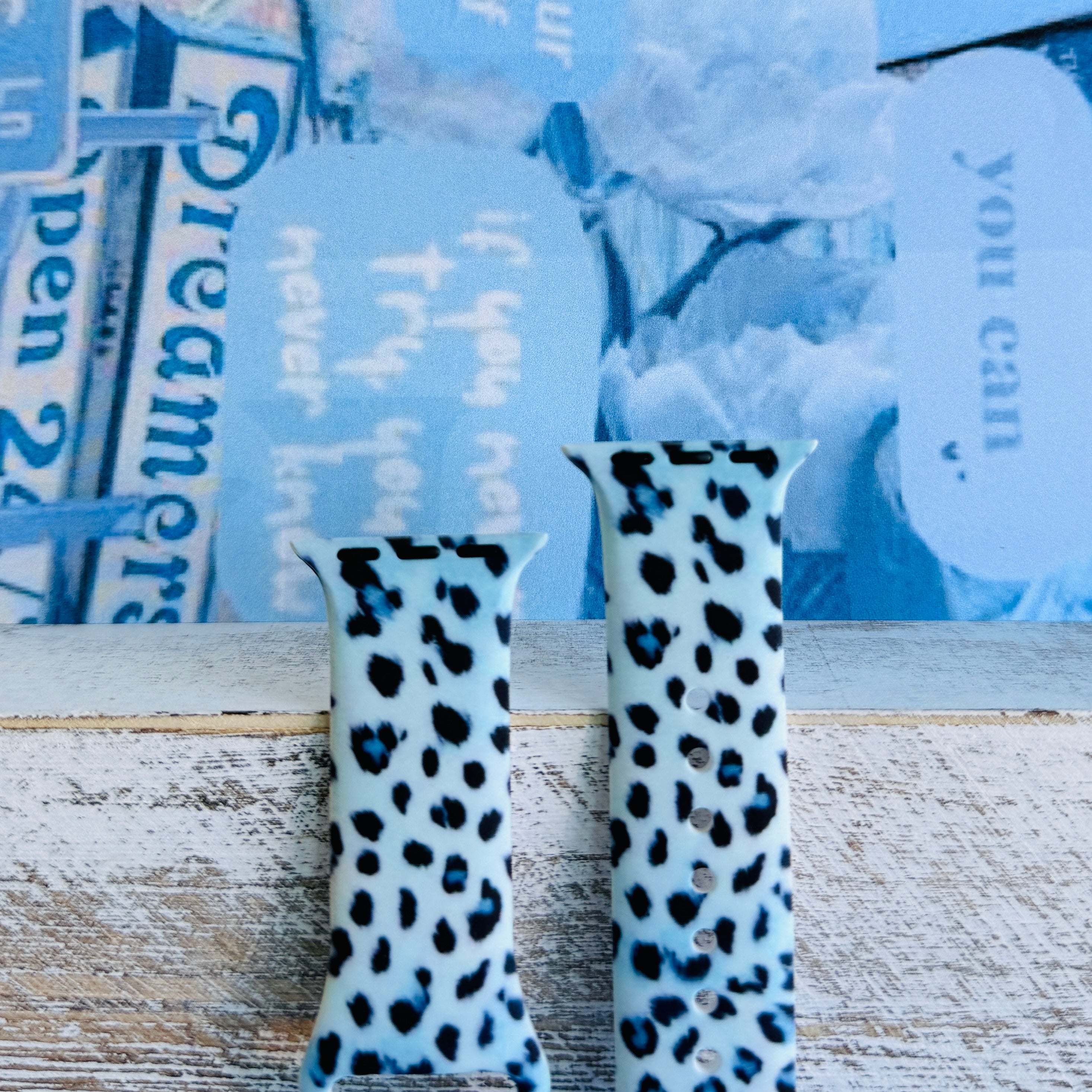 Blue Ice Leopard Print Silicone Band For Apple Watch