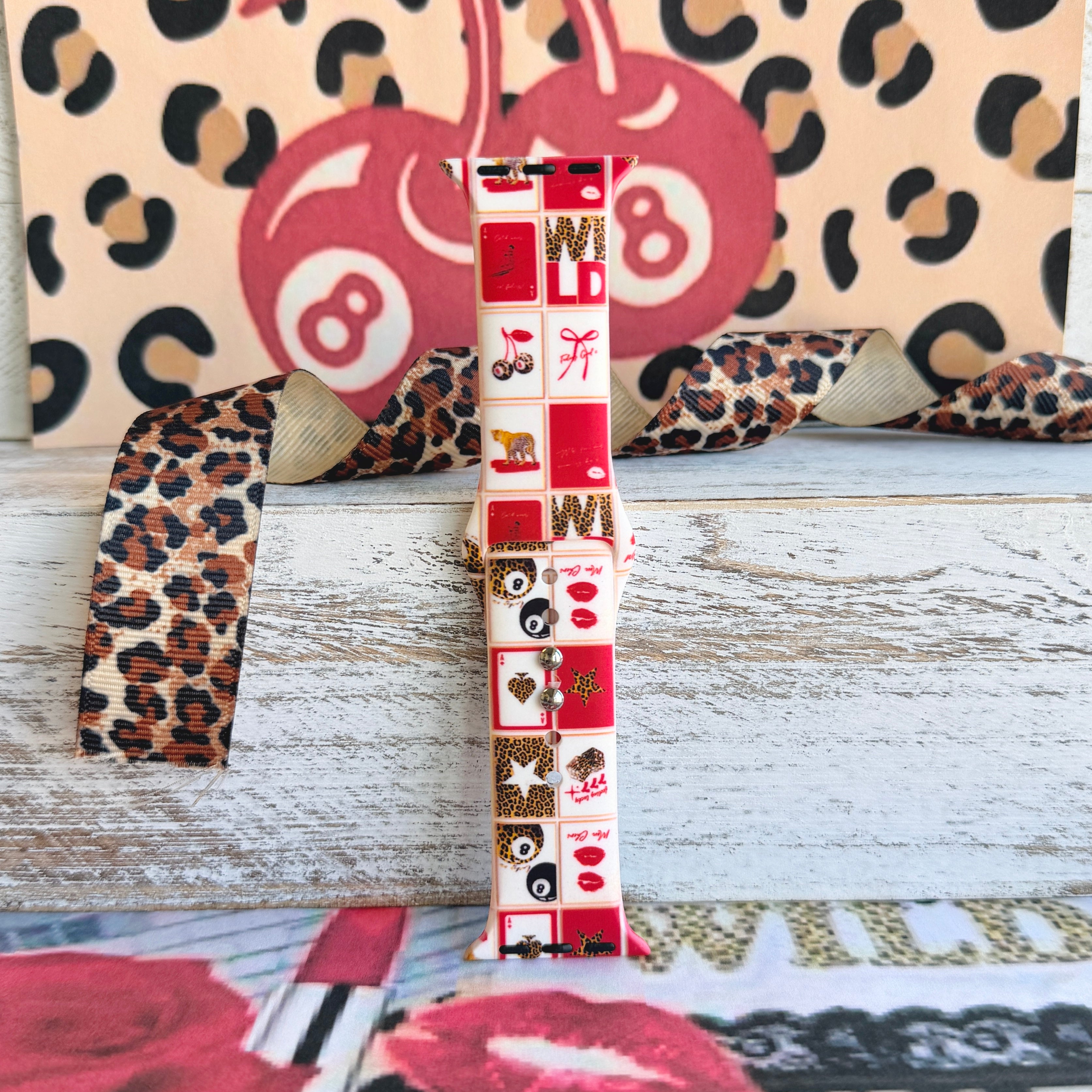 Wild Cherry Print Silicone Band For Apple Watch