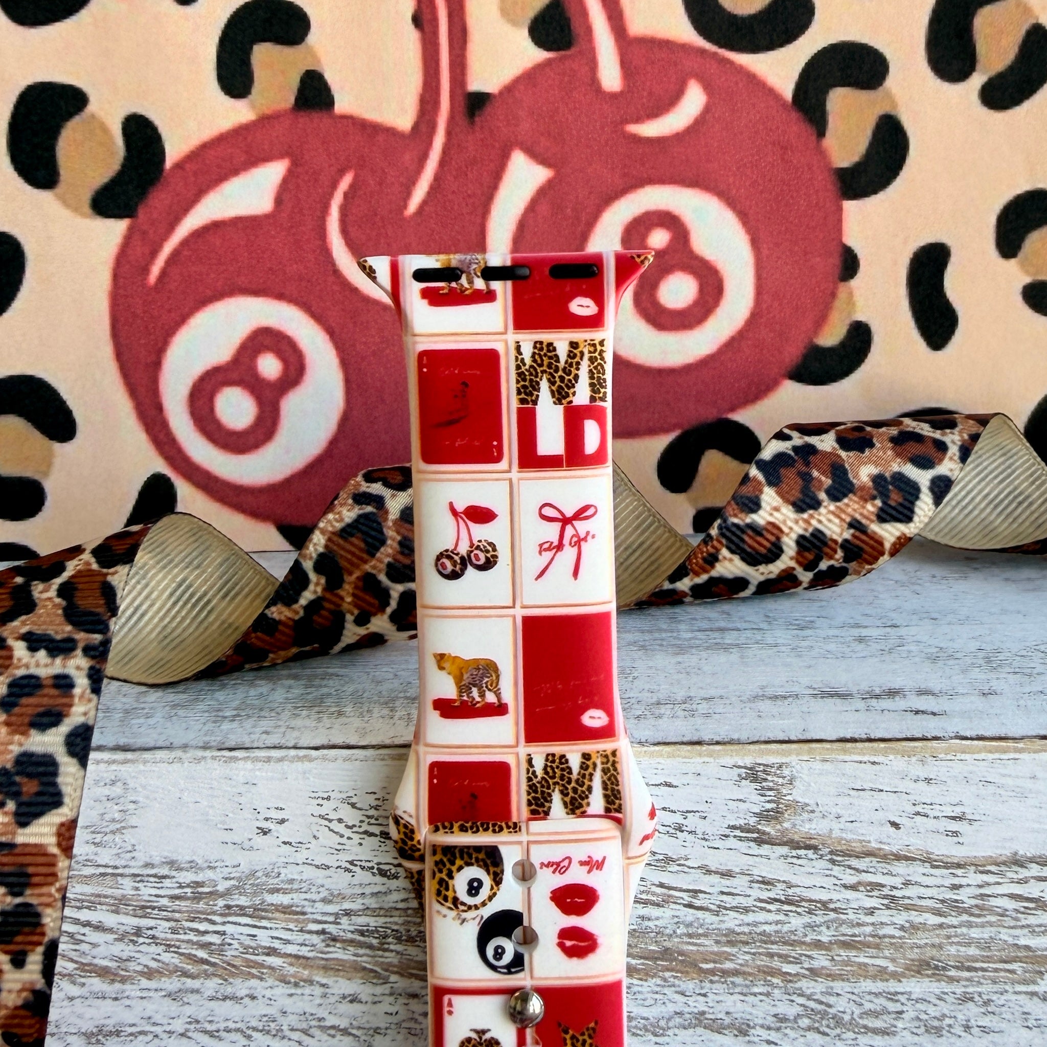 Wild Cherry Print Silicone Band For Apple Watch