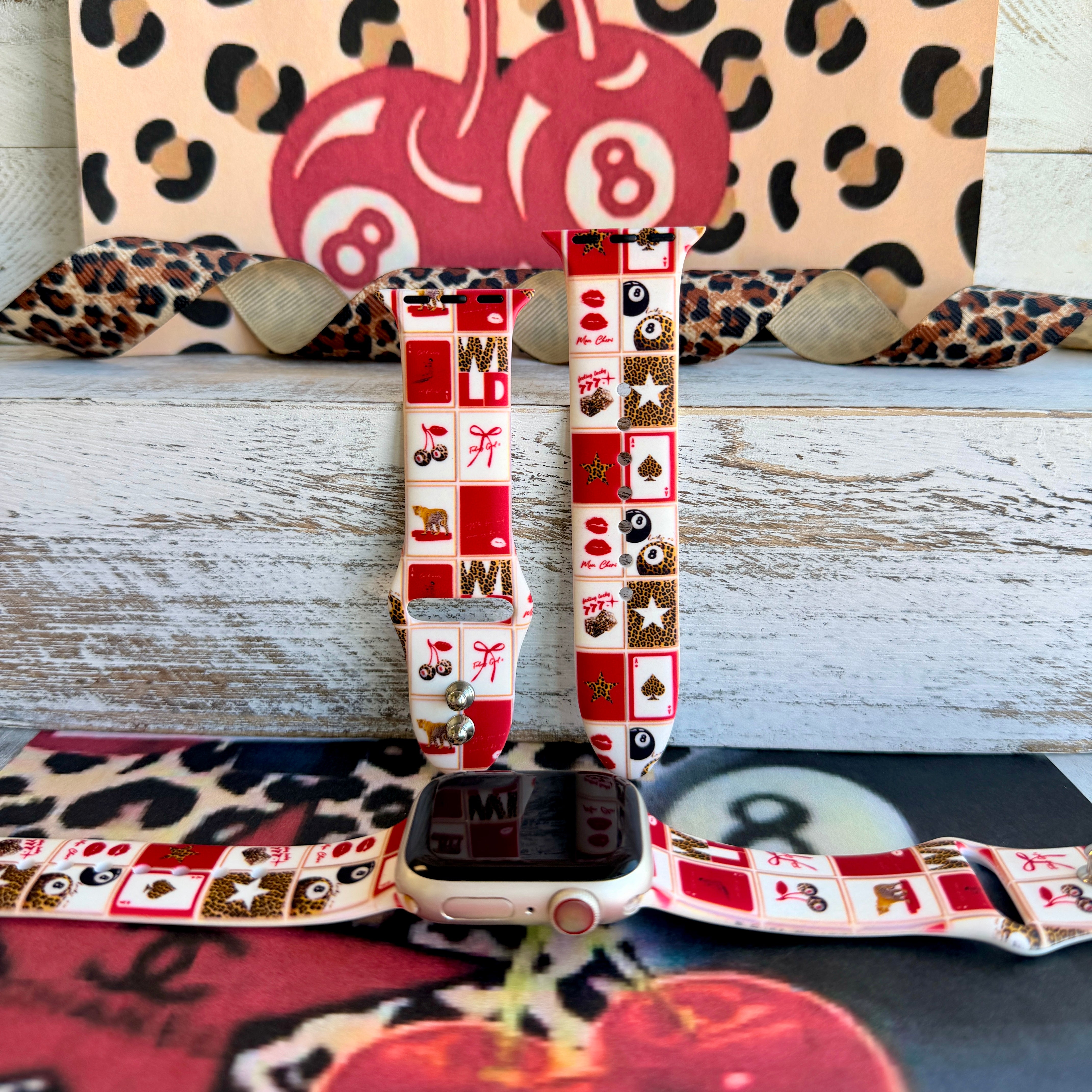 Wild Cherry Print Silicone Band For Apple Watch