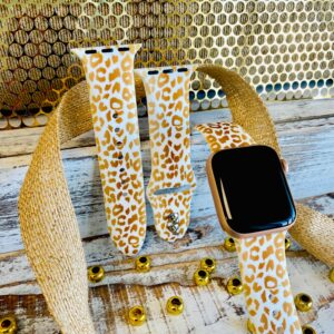 Golden Leopard Print Silicone Band For Apple Watch