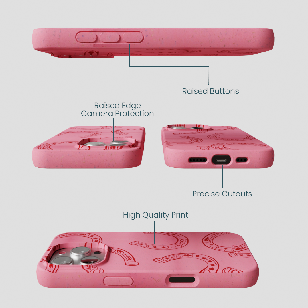 Bubblegum Pink Lucky Horseshoe iPhone 16 Pro Case - Image 3