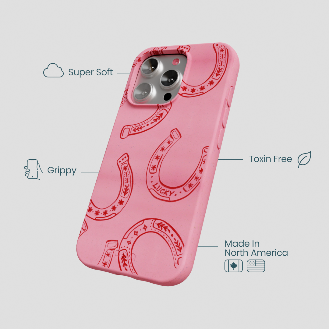 Bubblegum Pink Lucky Horseshoe iPhone 16 Pro Case - Image 4