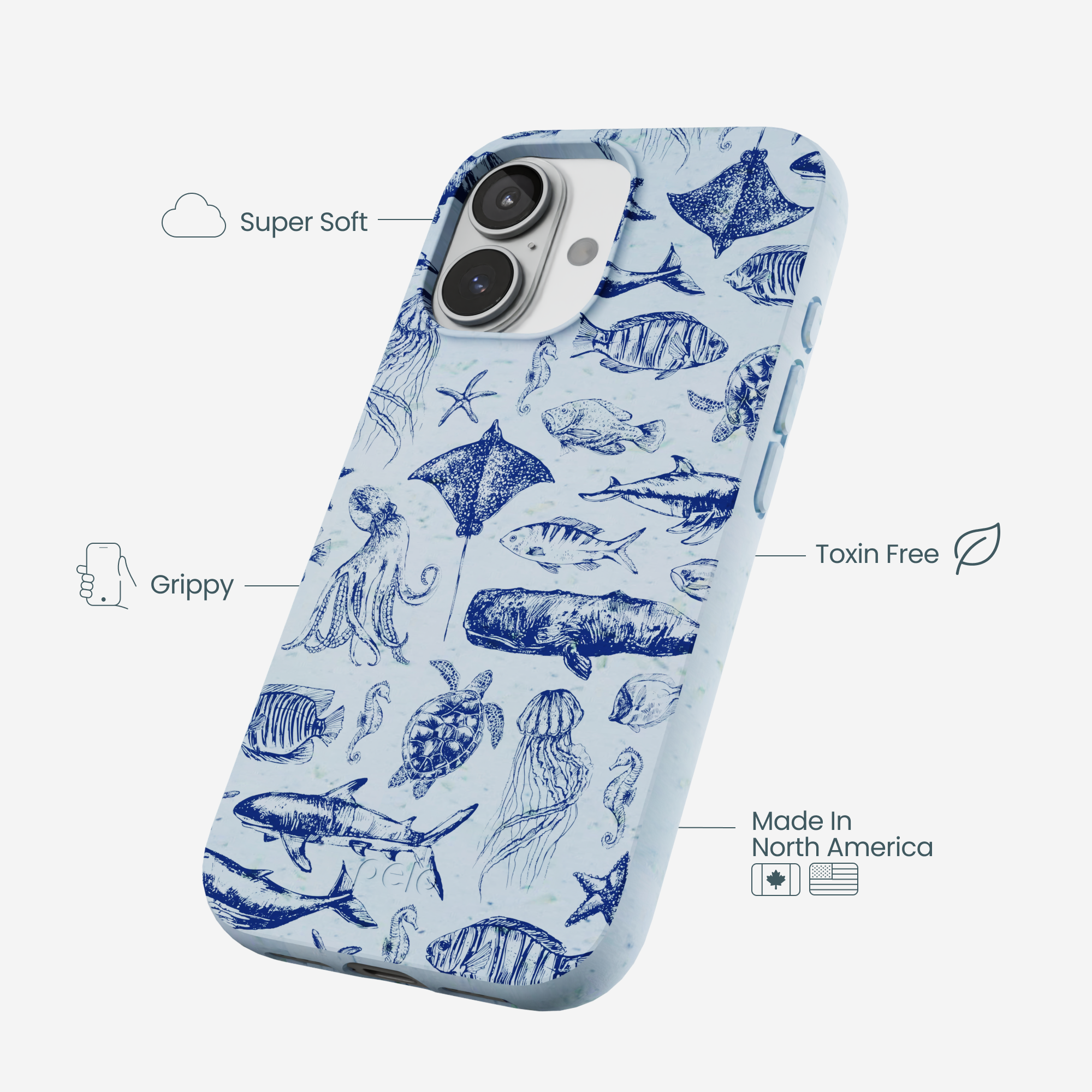Powder Blue Marine Life iPhone 17 Case - Image 4