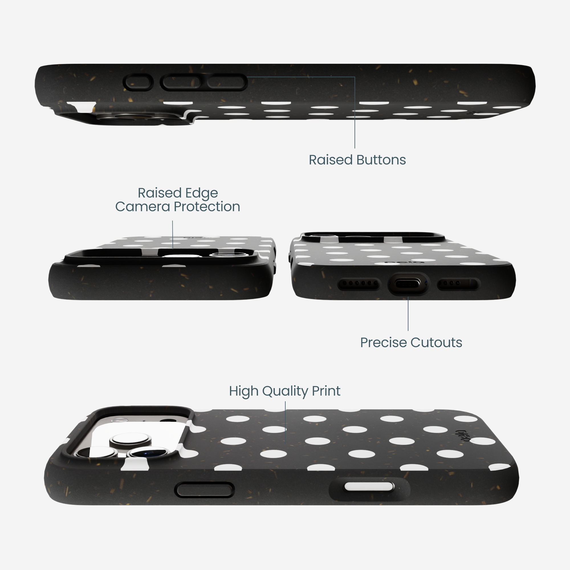 Black Polka Confetti iPhone 17 Pro Max Case - Image 3