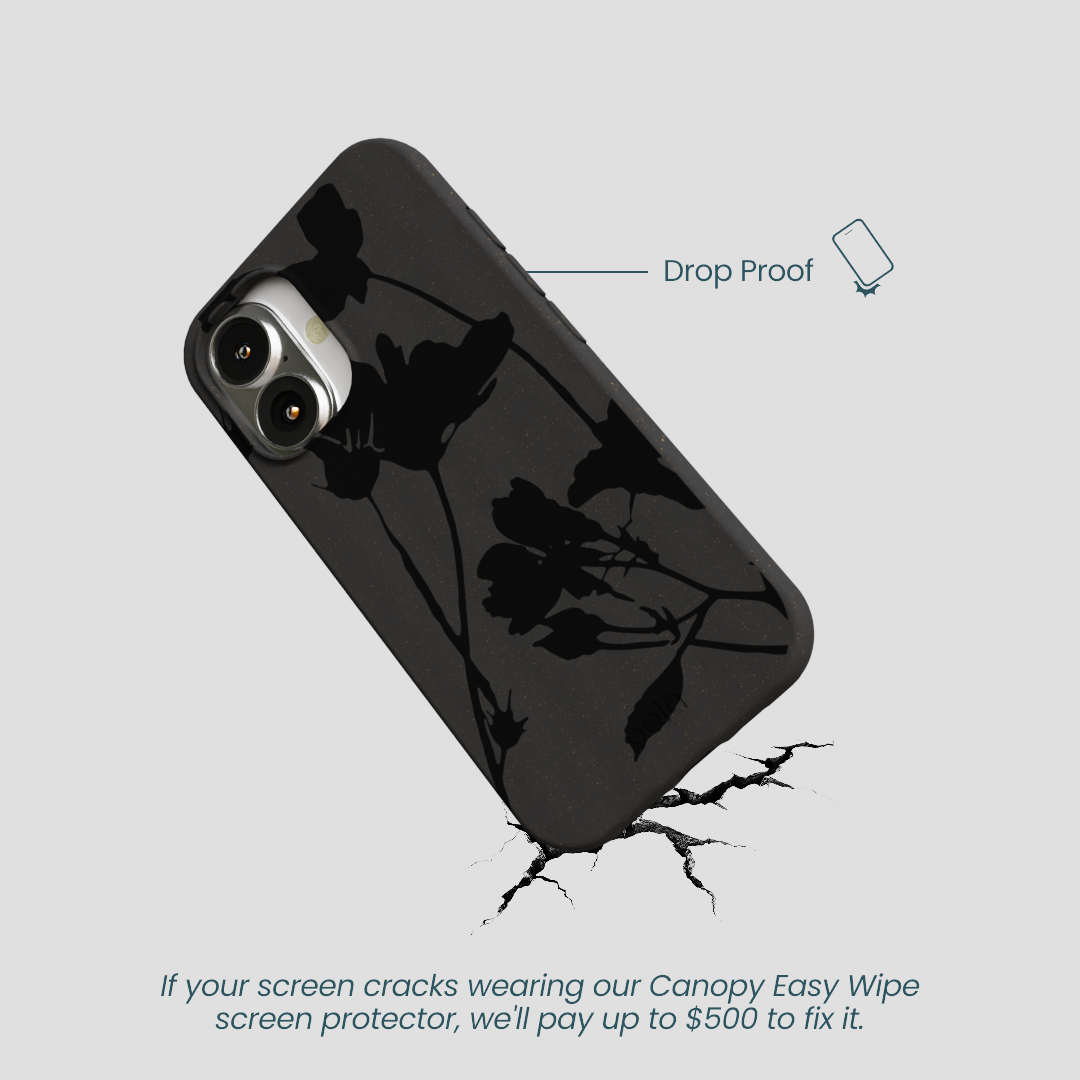 Black Shadow Petals iPhone 16 Case - Image 5