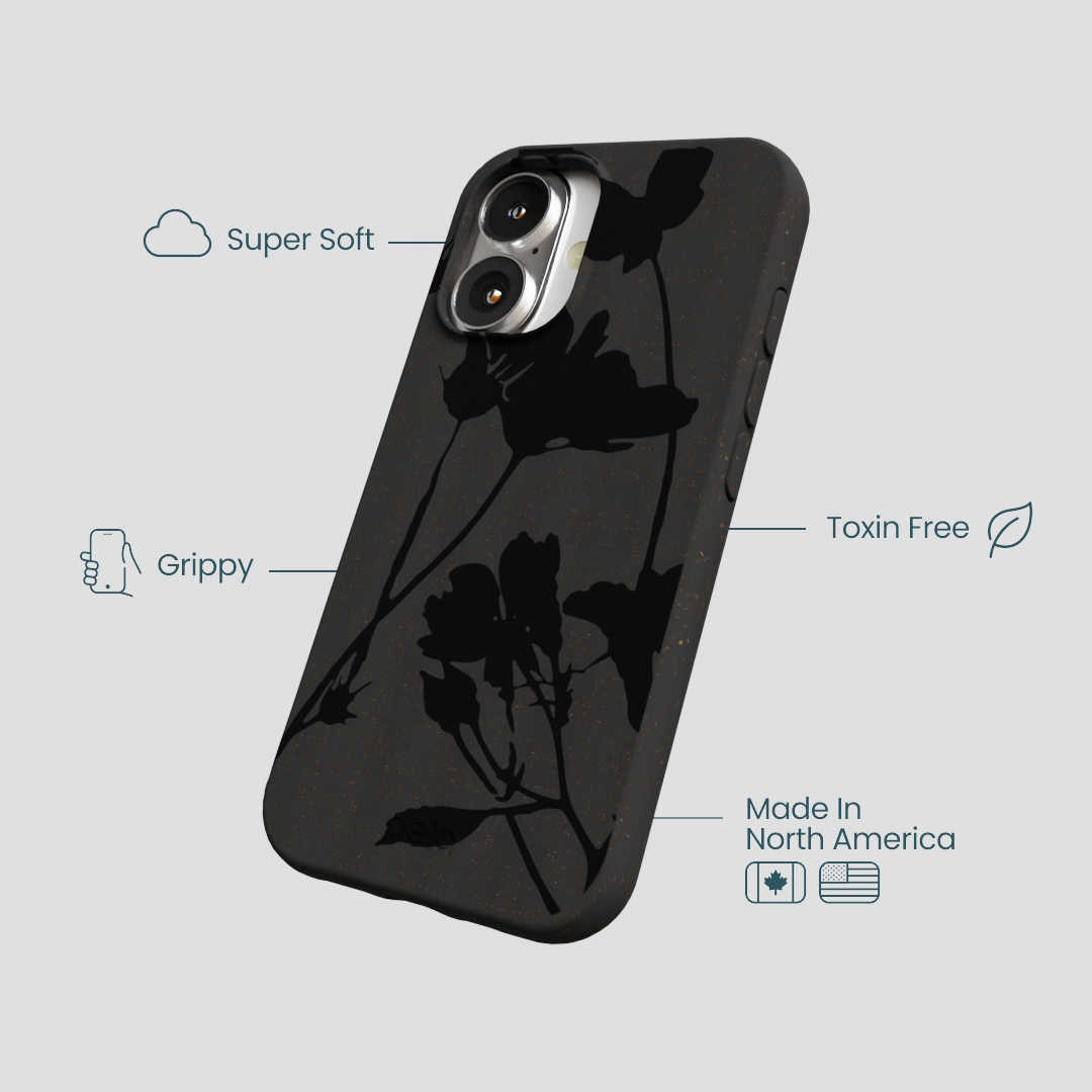 Black Shadow Petals iPhone 16 Case - Image 4