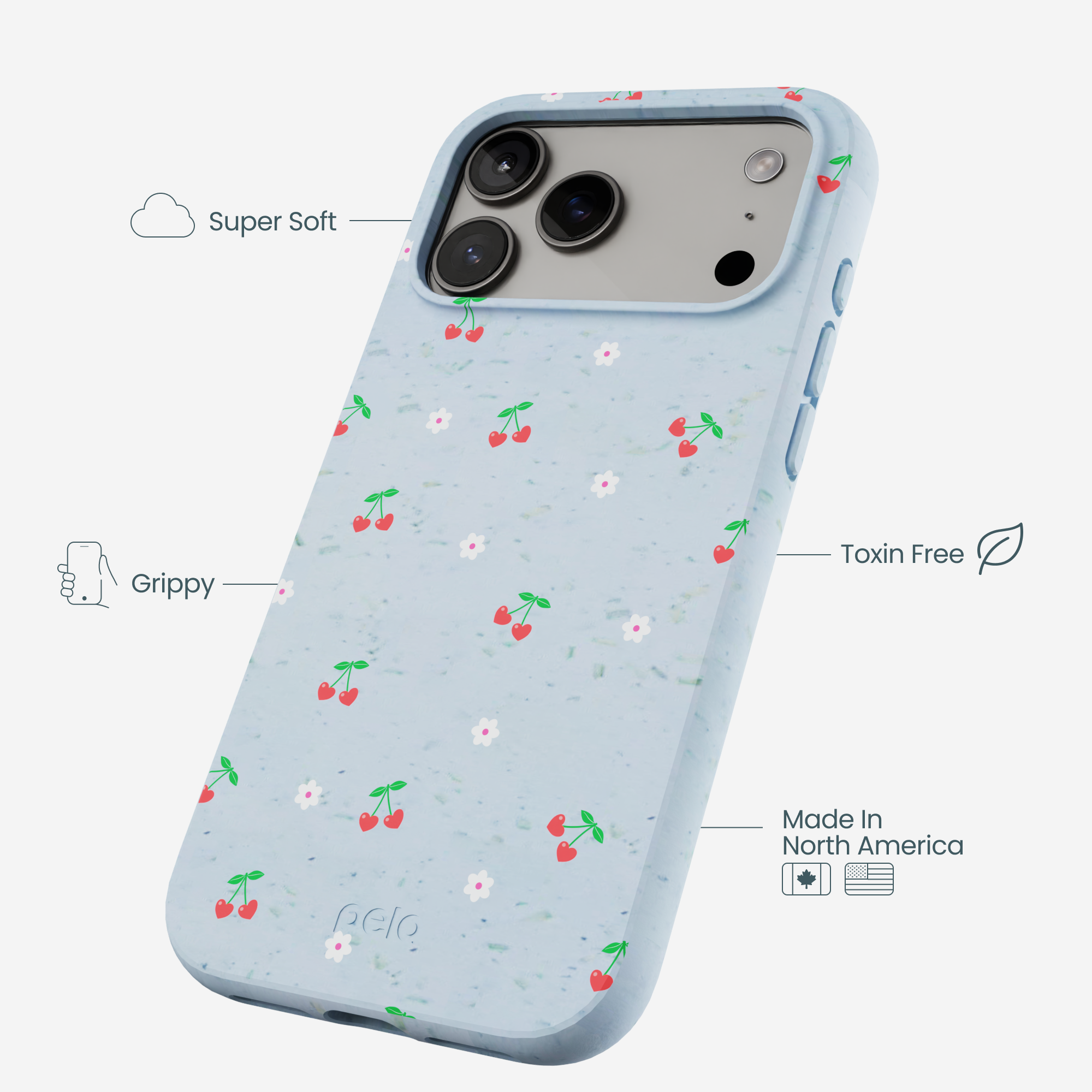 Powder Blue Sweet Cherries iPhone 17 Pro Max Case - Image 4