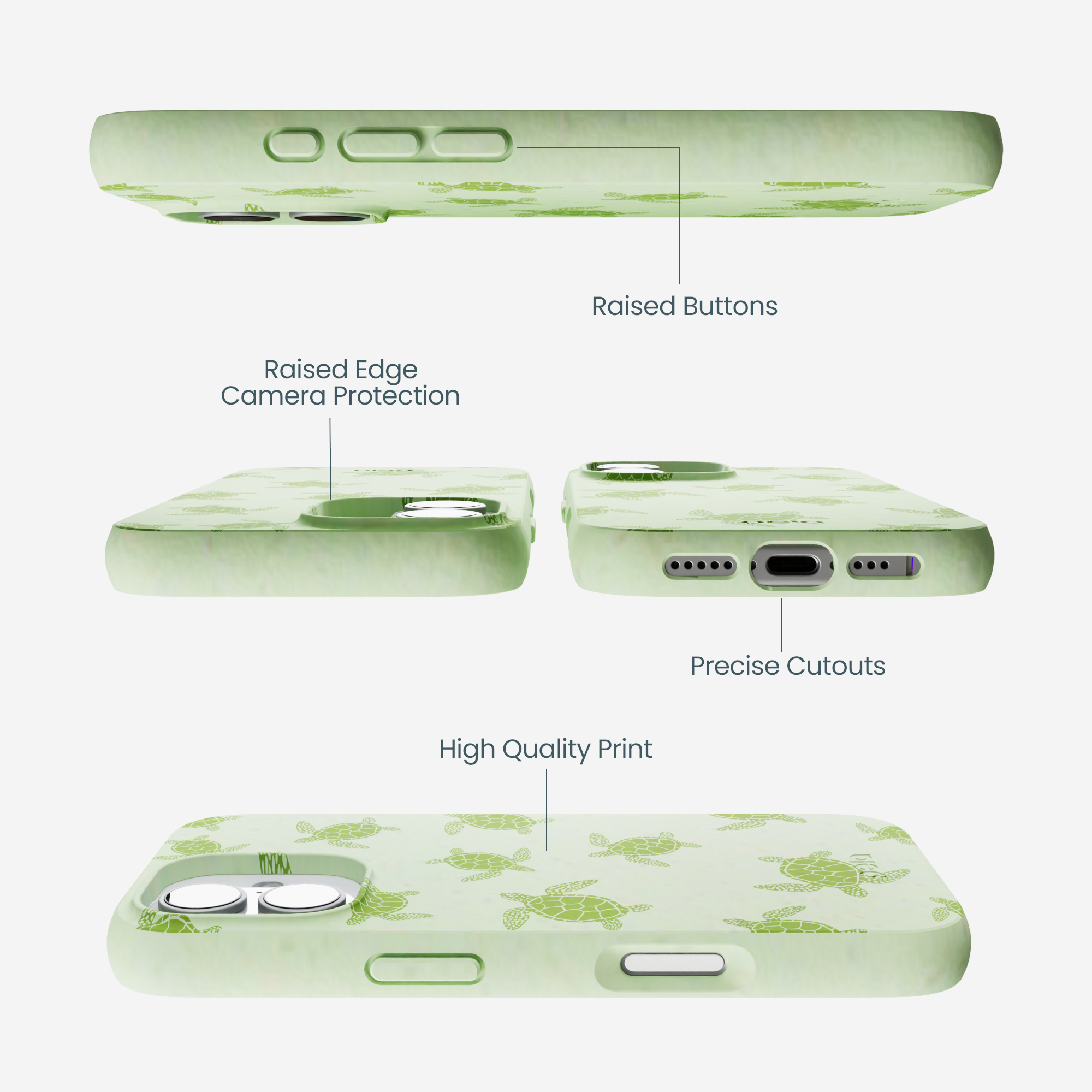 Sage Green Tiny Turtles iPhone 17 Case - Image 3