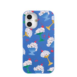 Electric Blue Vanilla Bear iPhone 16 Case